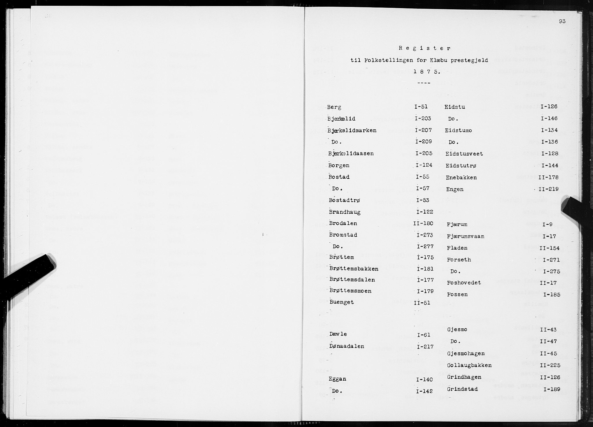 SAT, 1875 census for 1662P Klæbu, 1875, p. 93
