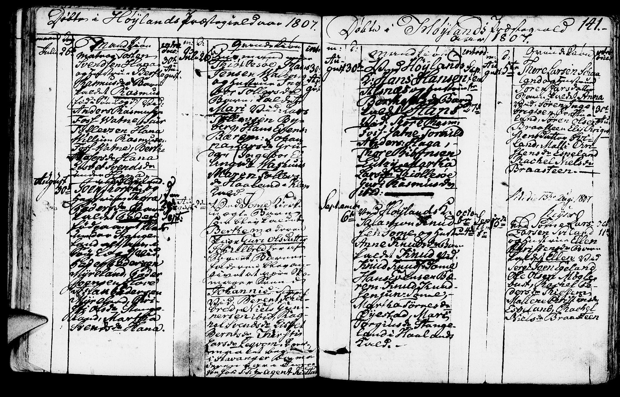 Høyland sokneprestkontor, SAST/A-101799/001/30BA/L0005: Parish register (official) no. A 5, 1804-1815, p. 141