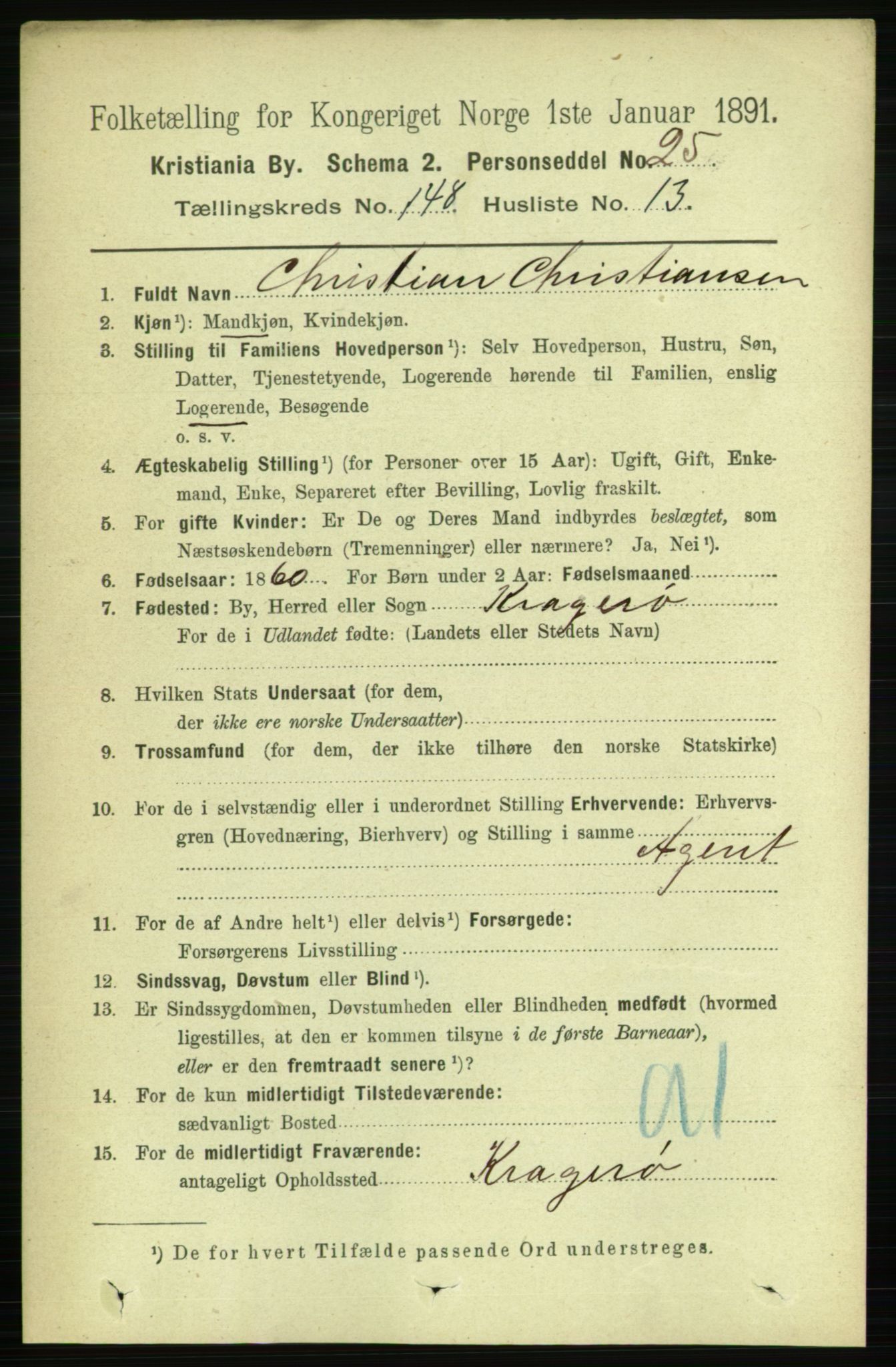 RA, 1891 census for 0301 Kristiania, 1891, p. 82431