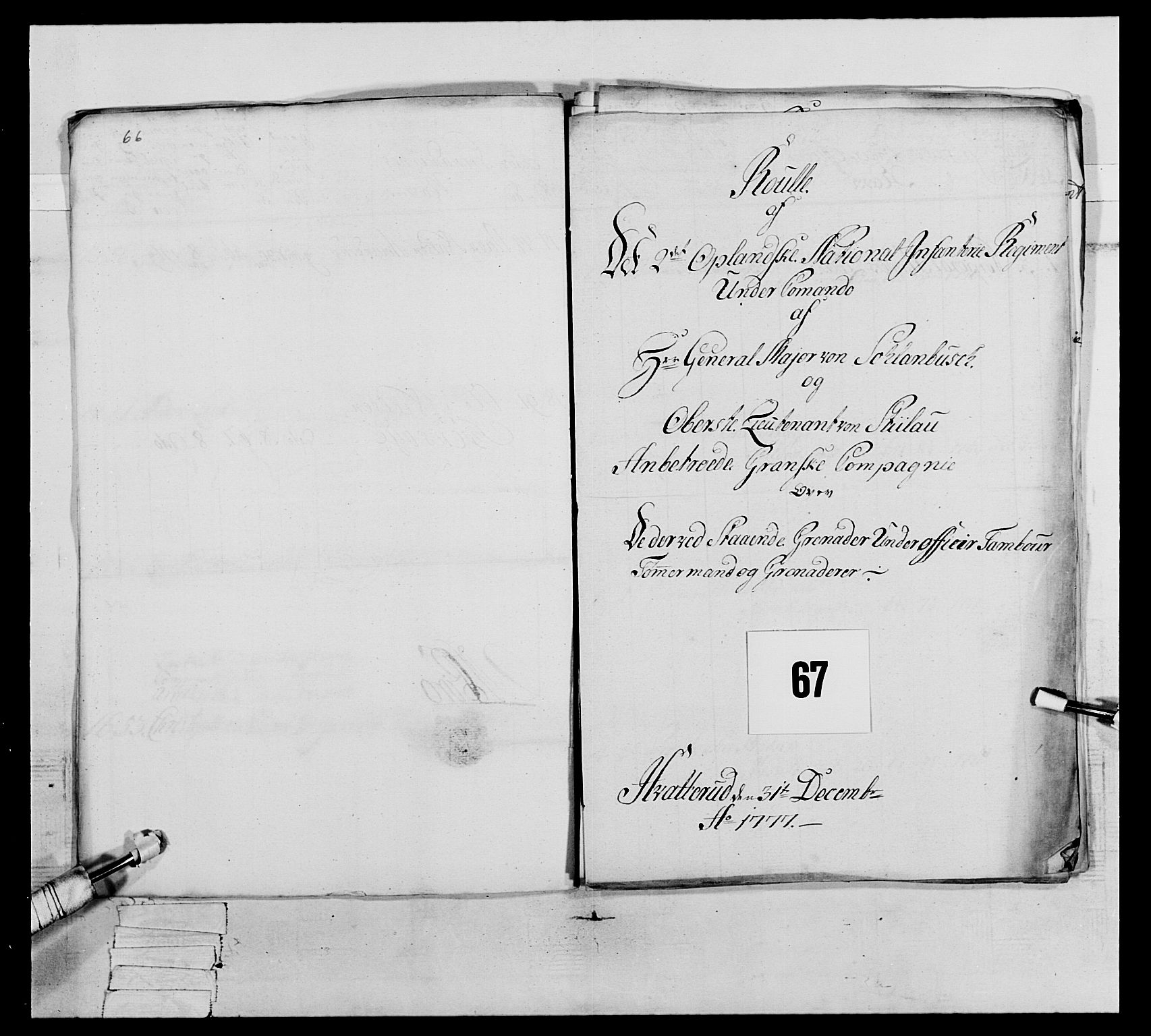 Generalitets- og kommissariatskollegiet, Det kongelige norske kommissariatskollegium, AV/RA-EA-5420/E/Eh/L0064: 2. Opplandske nasjonale infanteriregiment, 1774-1784, p. 319