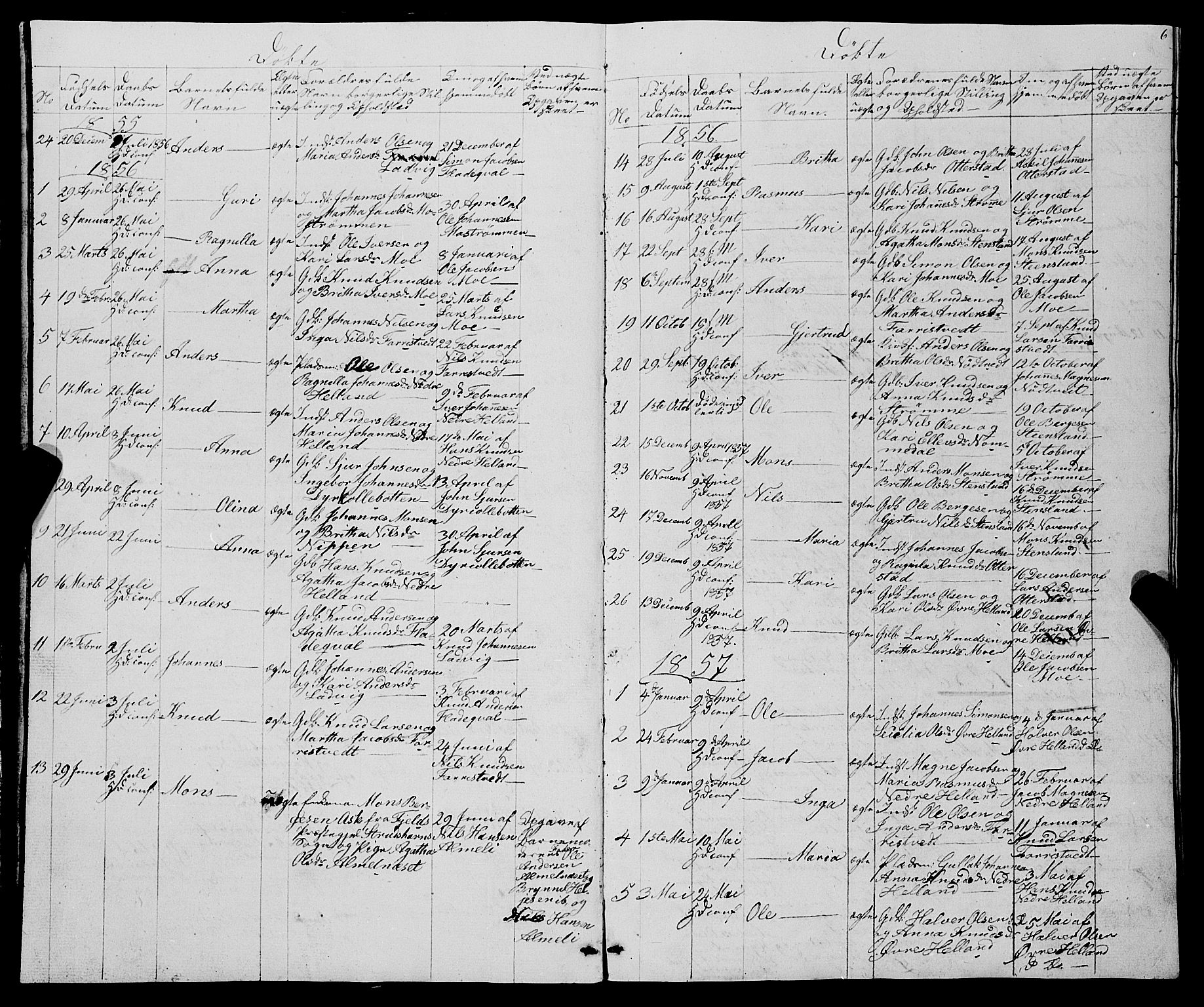 Osterfjorden Soknepresembete, AV/SAB-A-77301: Parish register (copy) no. B 1, 1851-1890, p. 6