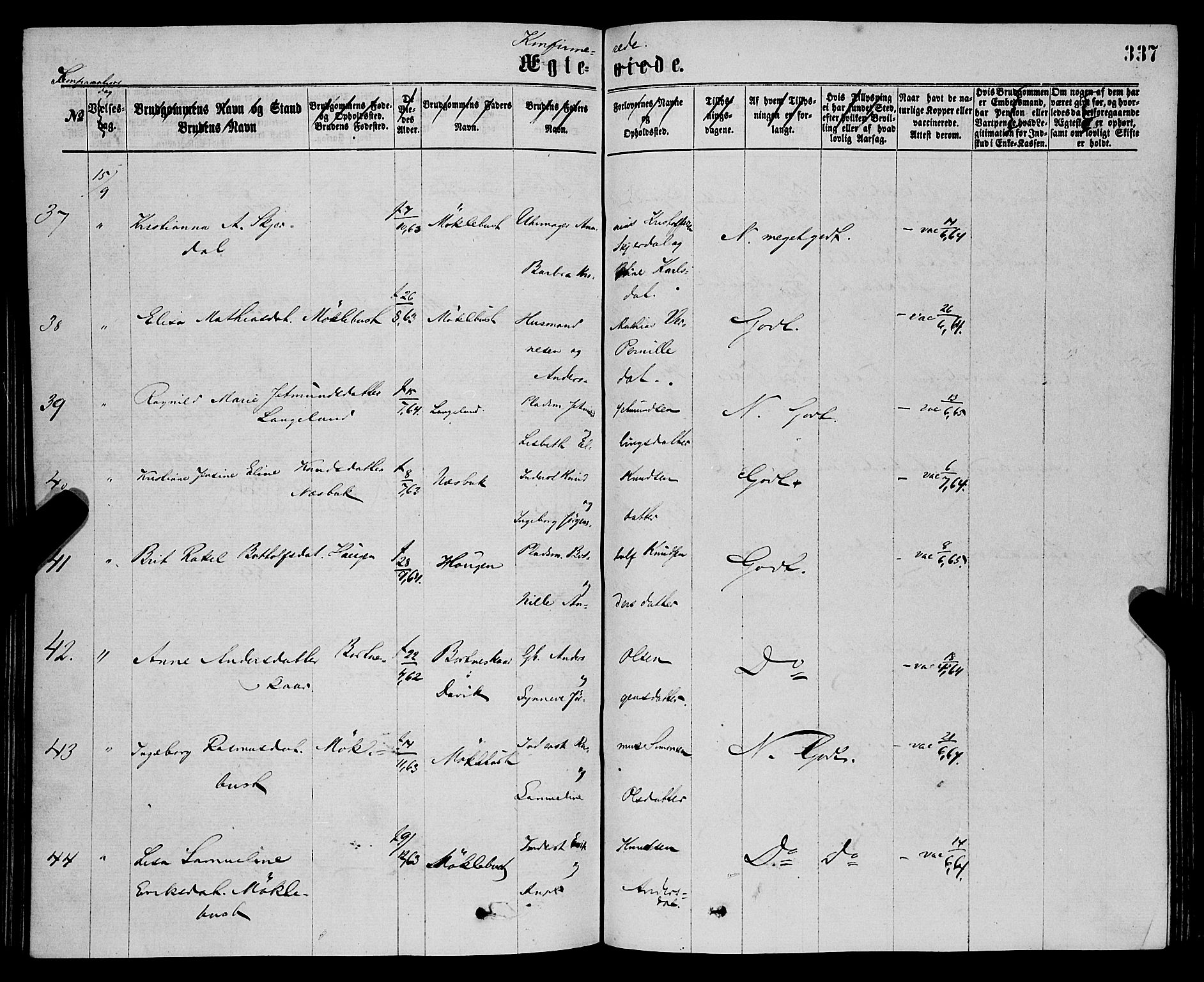 Eid sokneprestembete, AV/SAB-A-82301/H/Haa/Haaa/L0010: Parish register (official) no. A 10, 1867-1878, p. 337