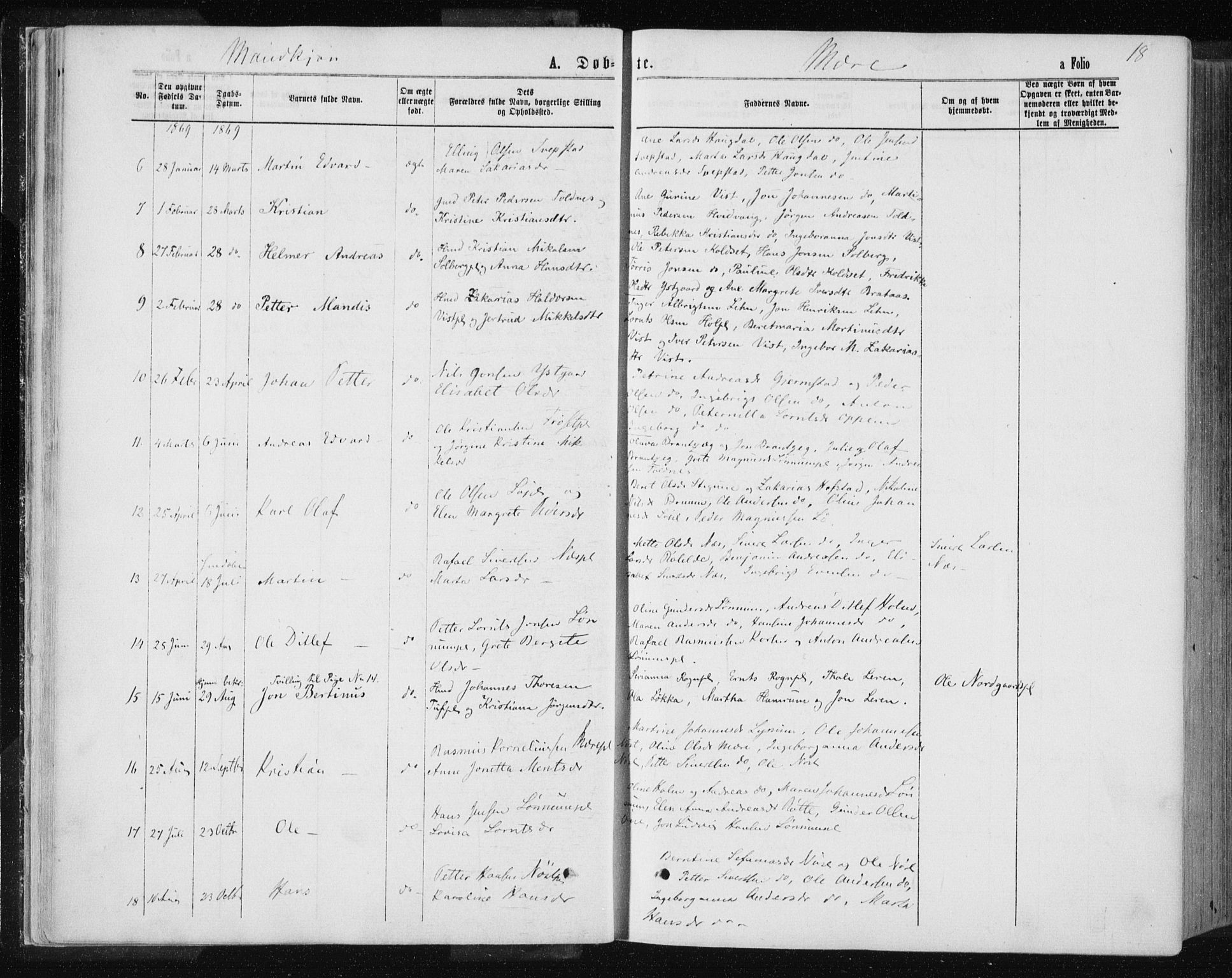 Ministerialprotokoller, klokkerbøker og fødselsregistre - Nord-Trøndelag, AV/SAT-A-1458/735/L0345: Parish register (official) no. 735A08 /1, 1863-1872, p. 18