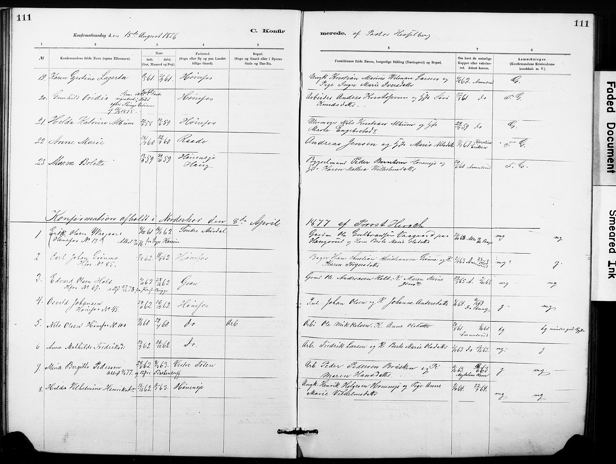 Hønefoss kirkebøker, SAKO/A-609/G/Ga/L0001: Parish register (copy) no. 1, 1870-1887, p. 111