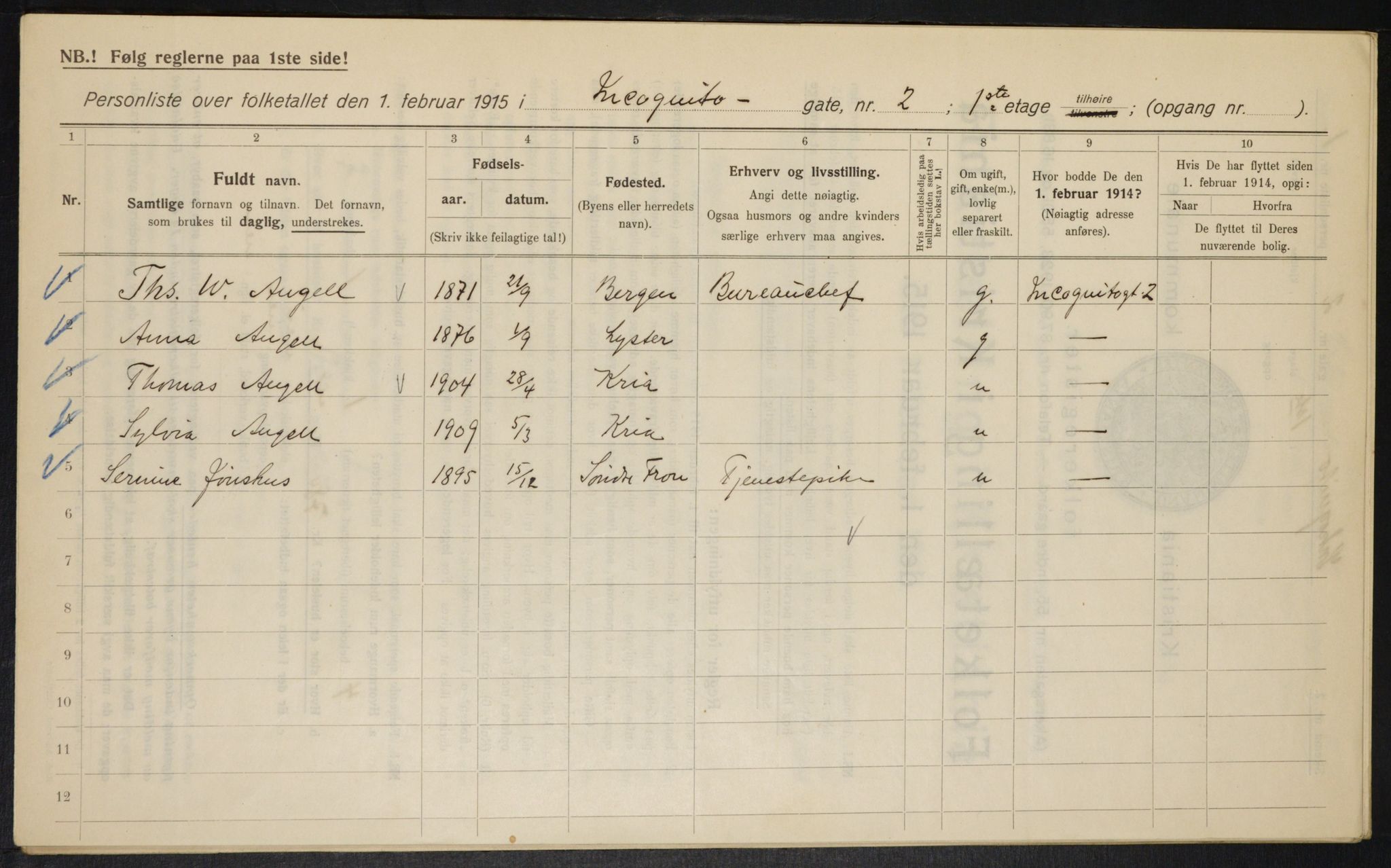 OBA, Municipal Census 1915 for Kristiania, 1915, p. 43471