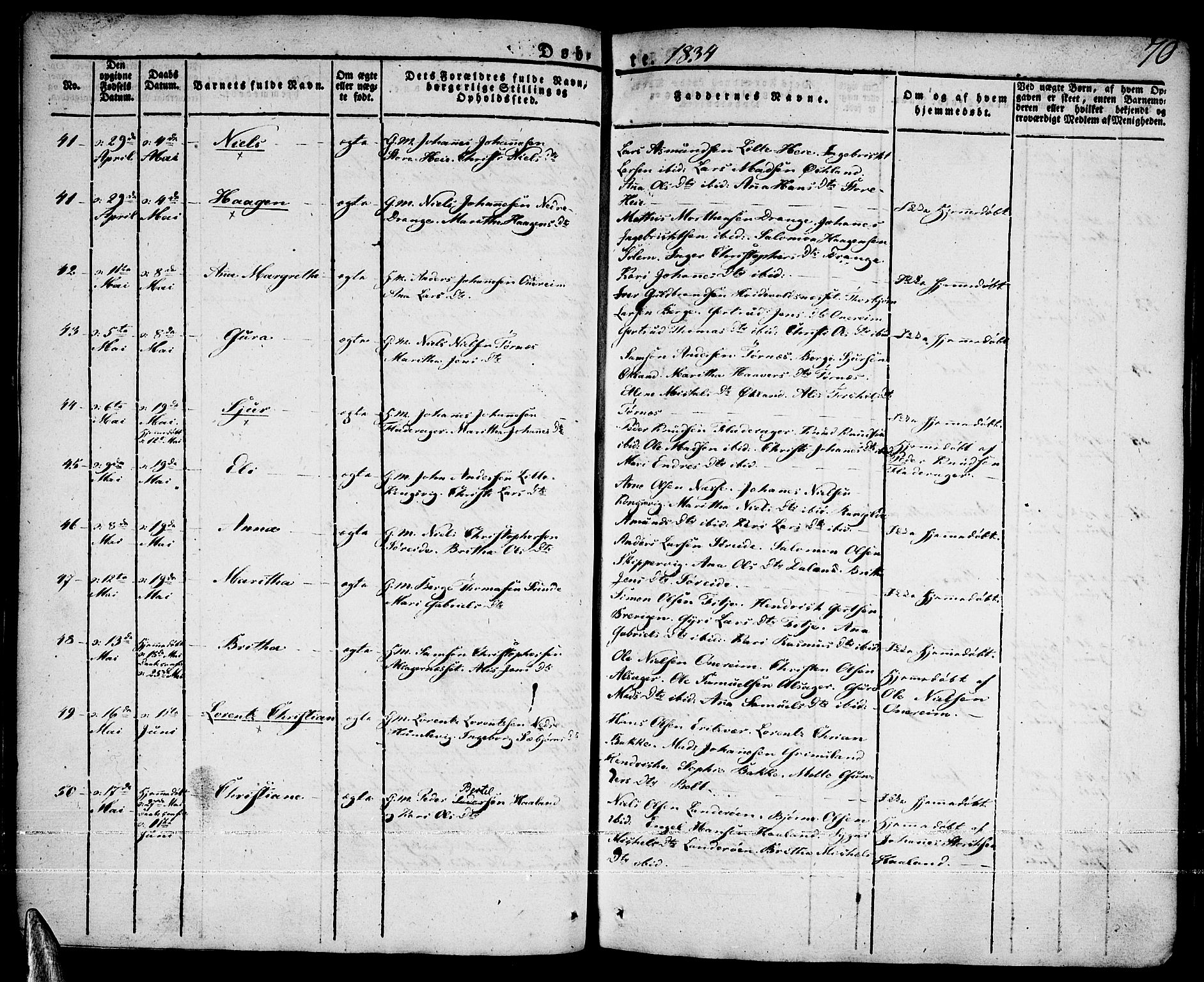 Tysnes sokneprestembete, AV/SAB-A-78601/H/Haa: Parish register (official) no. A 8, 1826-1837, p. 70