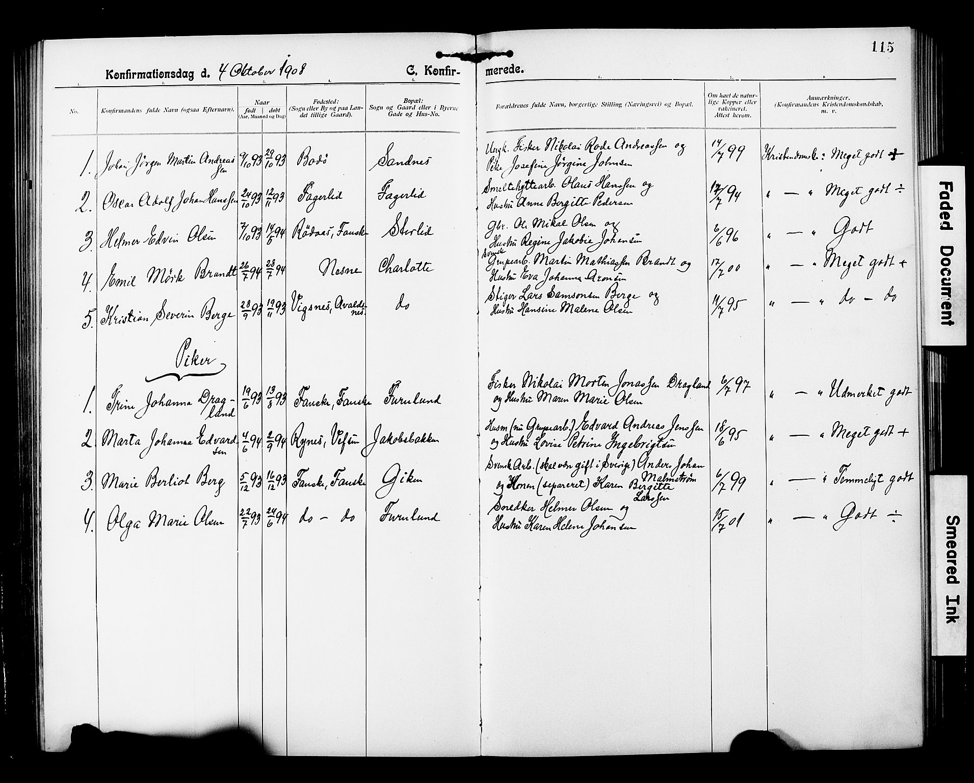 Ministerialprotokoller, klokkerbøker og fødselsregistre - Nordland, AV/SAT-A-1459/850/L0709: Parish register (official) no. 850A01, 1899-1909, p. 115