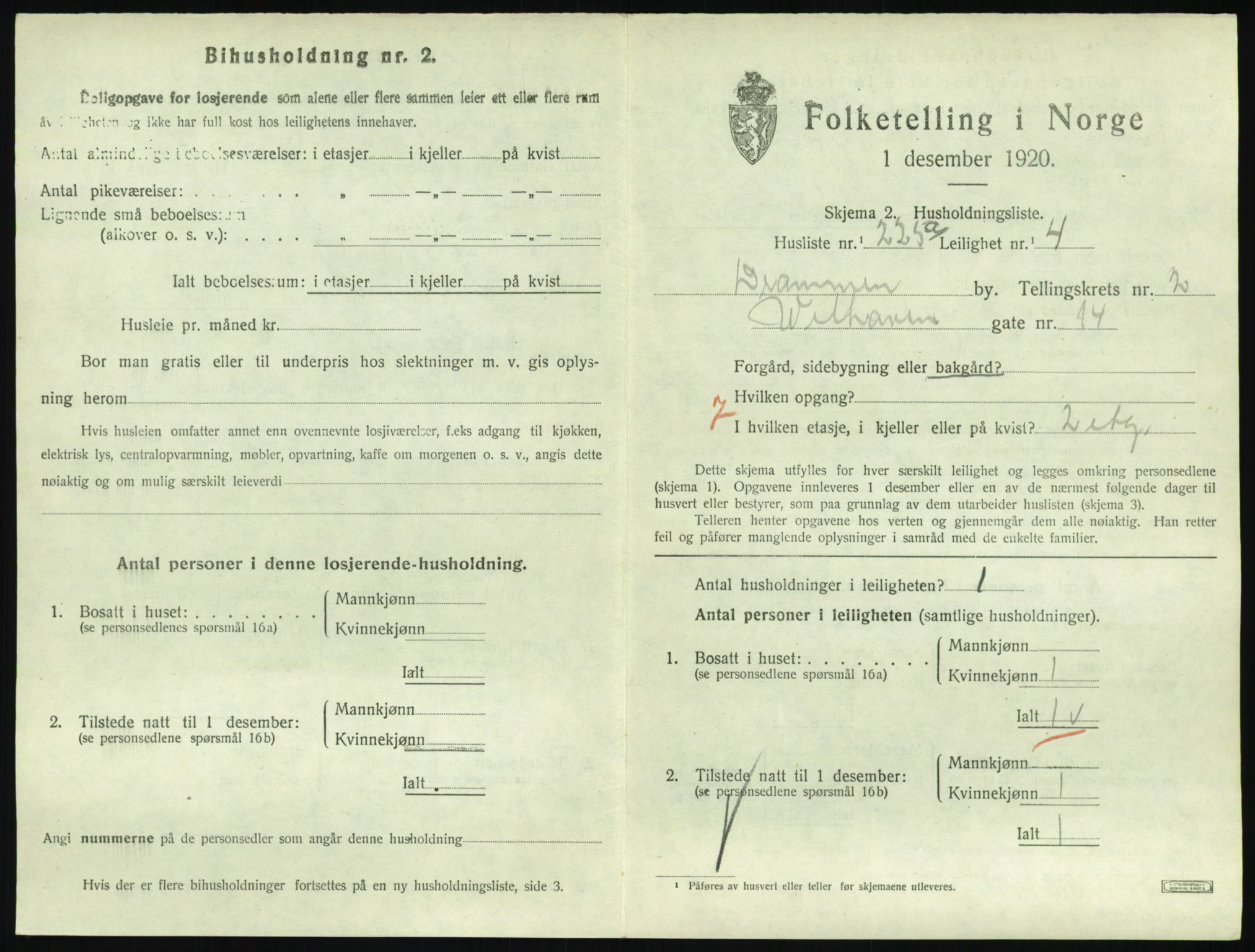 SAKO, 1920 census for Drammen, 1920, p. 8373