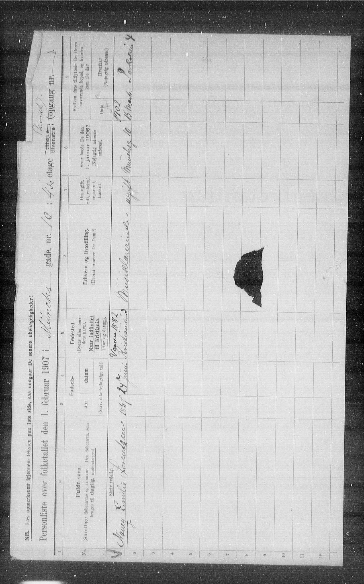 OBA, Municipal Census 1907 for Kristiania, 1907, p. 34061