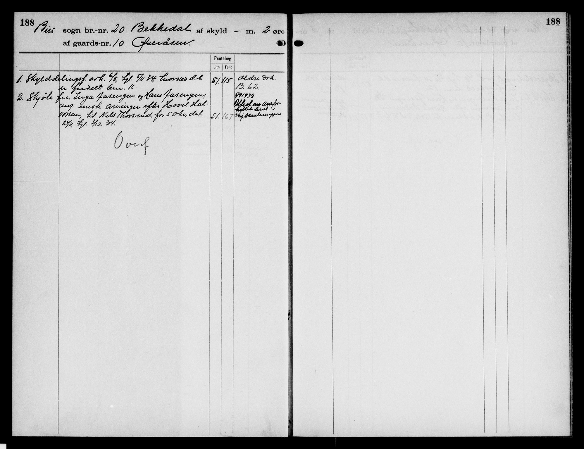 Toten tingrett, AV/SAH-TING-006/H/Ha/Haa/L0016: Mortgage register no. 16, 1915, p. 188