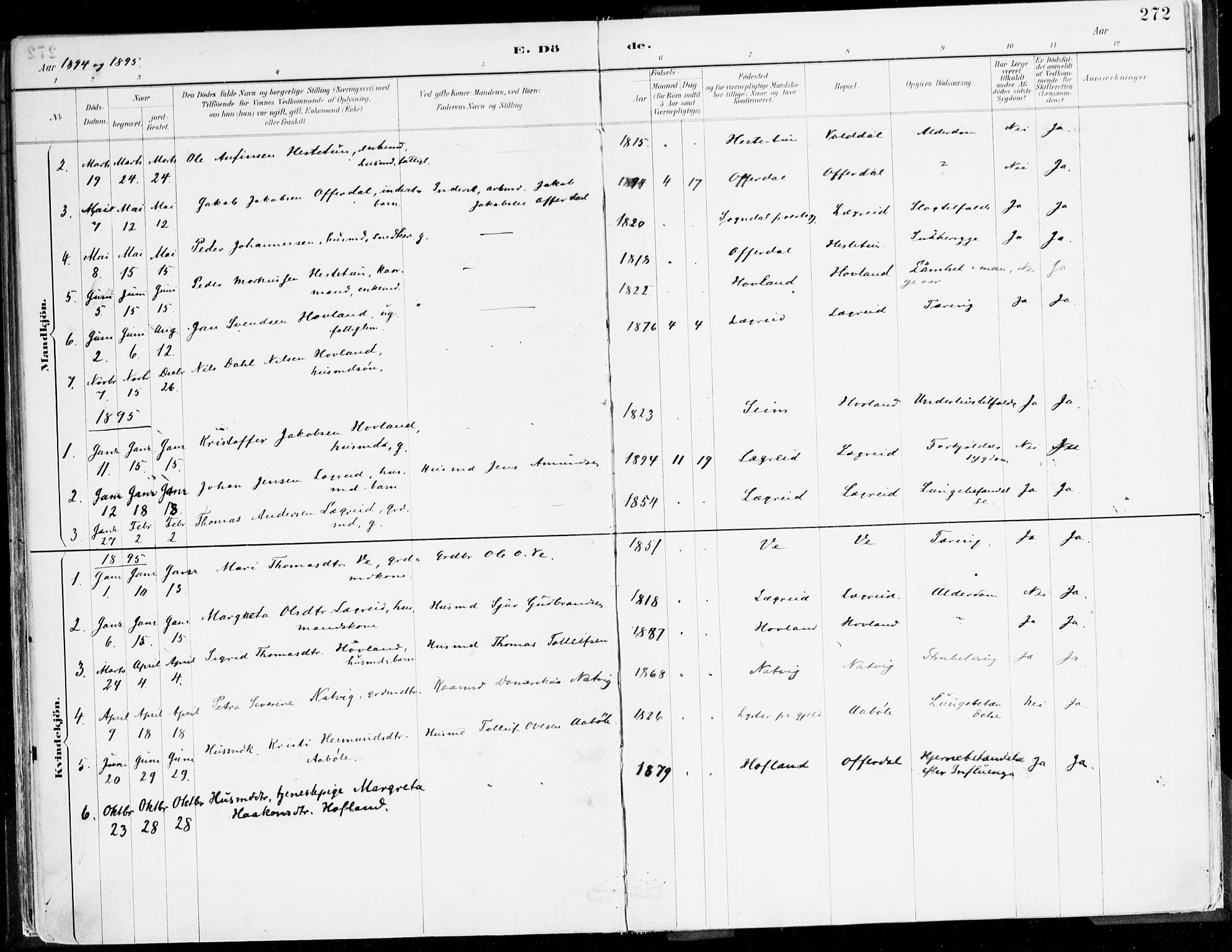 Årdal sokneprestembete, AV/SAB-A-81701: Parish register (official) no. A 5, 1887-1917, p. 272