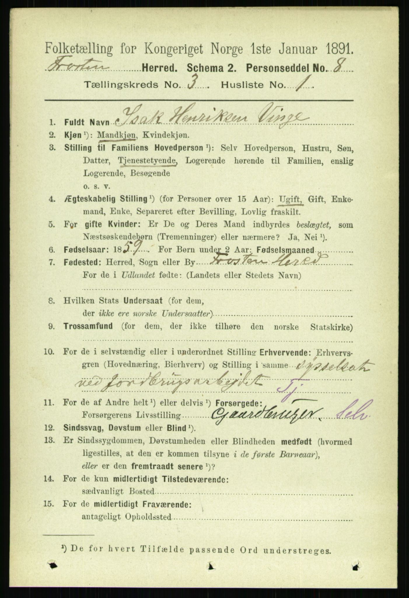 RA, 1891 census for 1717 Frosta, 1891, p. 1889