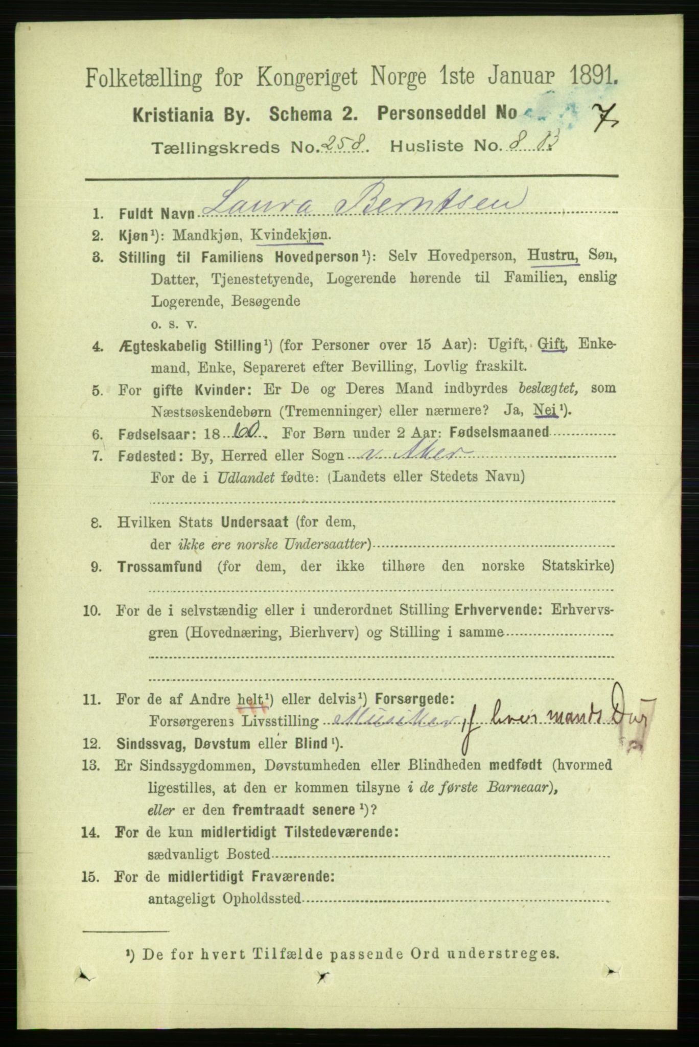 RA, 1891 census for 0301 Kristiania, 1891, p. 157241