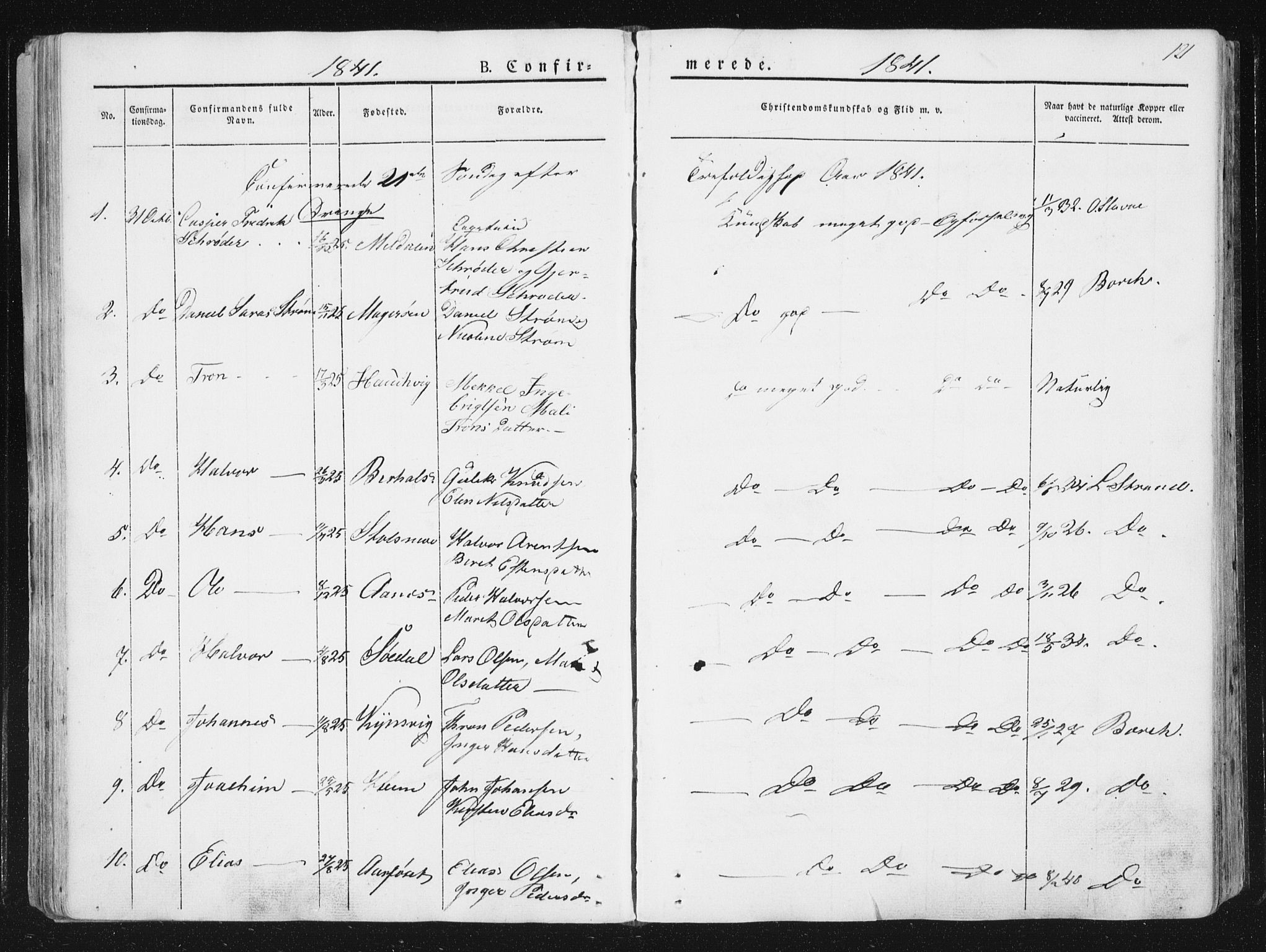 Ministerialprotokoller, klokkerbøker og fødselsregistre - Sør-Trøndelag, SAT/A-1456/630/L0493: Parish register (official) no. 630A06, 1841-1851, p. 121