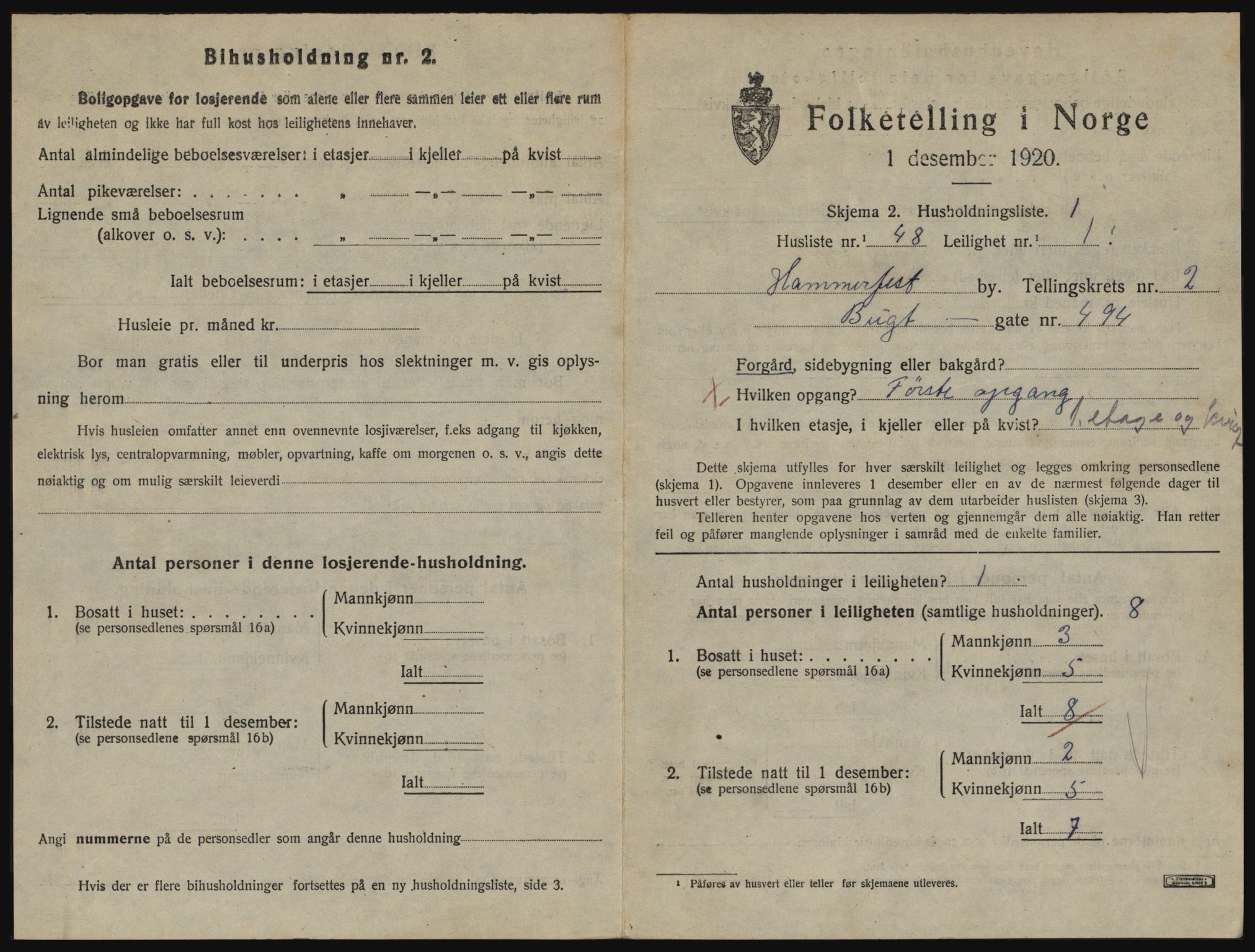 SATØ, 1920 census for Hammerfest, 1920, p. 2000