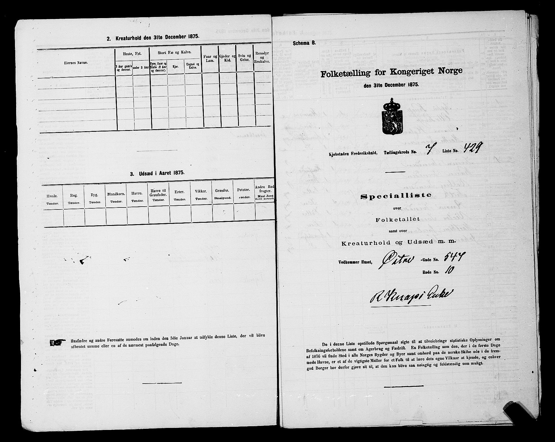 RA, 1875 census for 0101P Fredrikshald, 1875, p. 1106