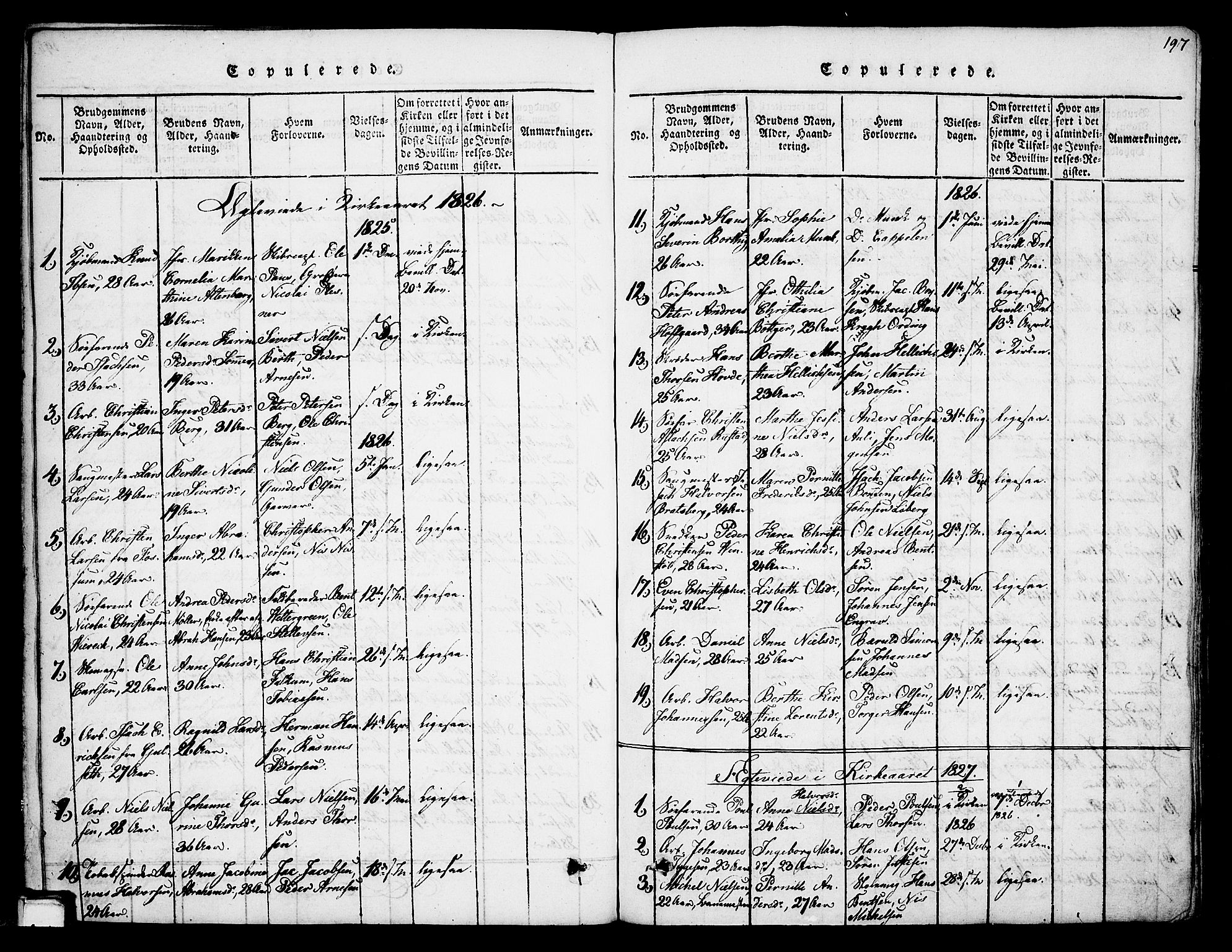 Skien kirkebøker, SAKO/A-302/F/Fa/L0005: Parish register (official) no. 5, 1814-1843, p. 197