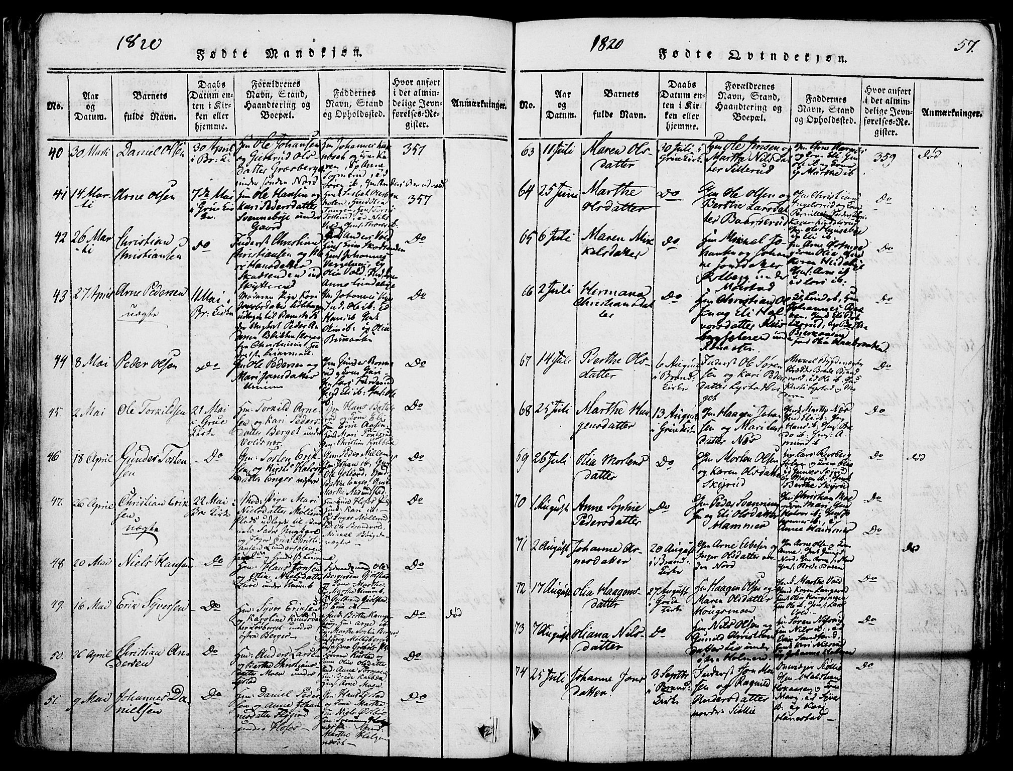 Grue prestekontor, AV/SAH-PREST-036/H/Ha/Haa/L0006: Parish register (official) no. 6, 1814-1830, p. 57