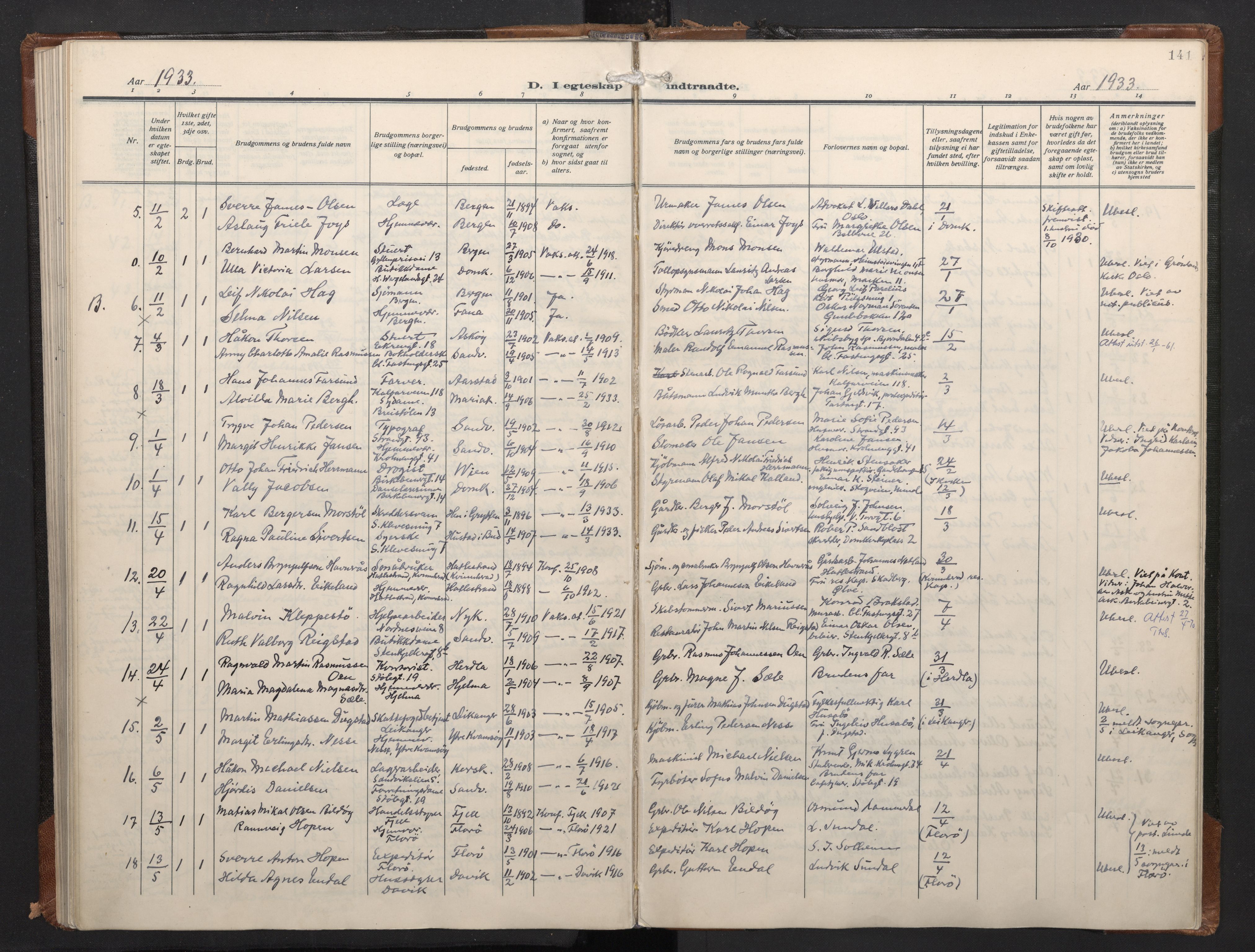 Mariakirken Sokneprestembete, SAB/A-76901/H/Haa/L0016: Parish register (official) no. C 4, 1927-1938, p. 140b-141a