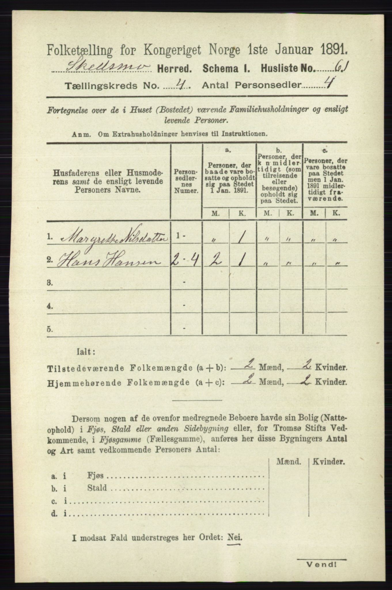 RA, 1891 census for 0231 Skedsmo, 1891, p. 1819