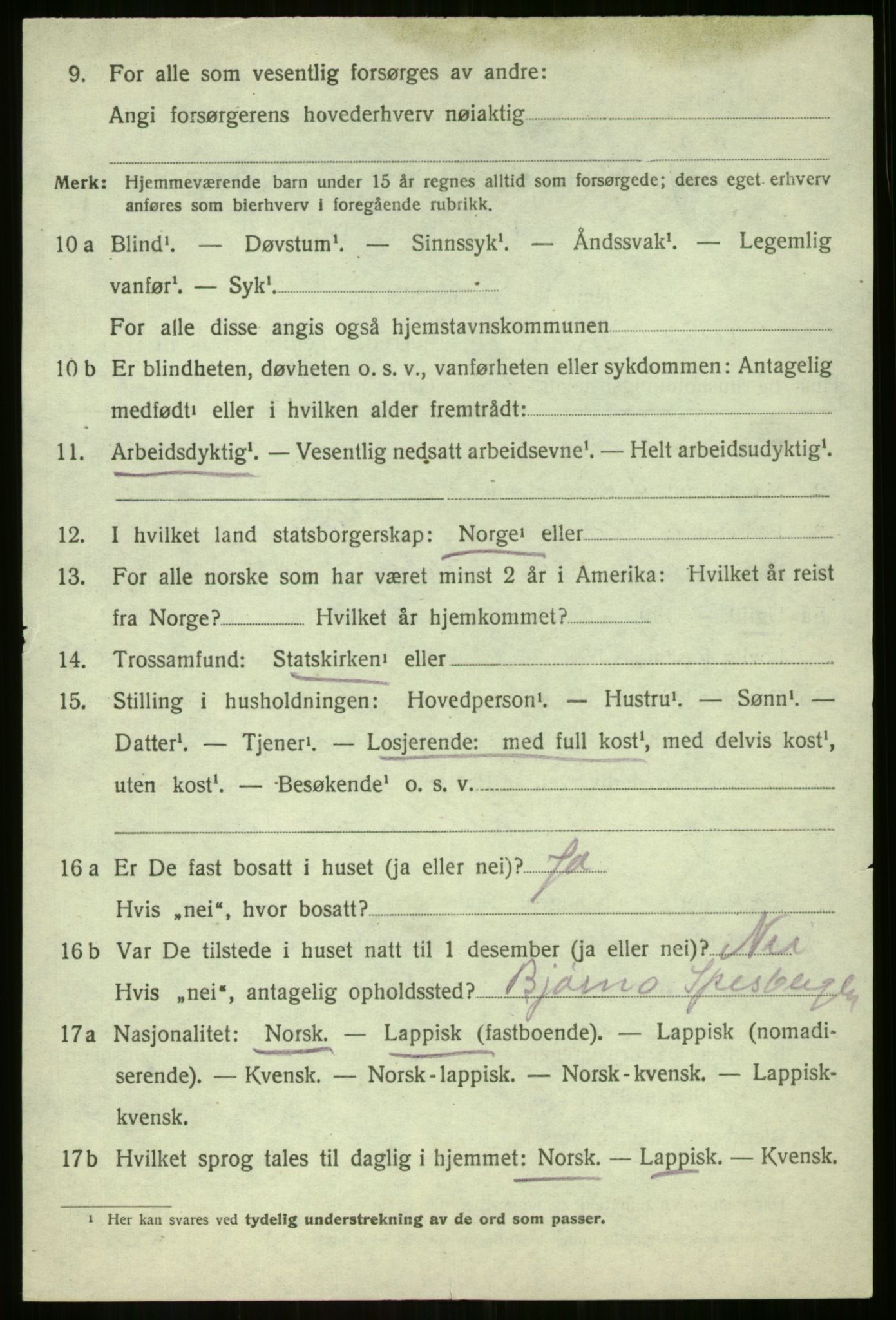 SATØ, 1920 census for Balsfjord, 1920, p. 2121