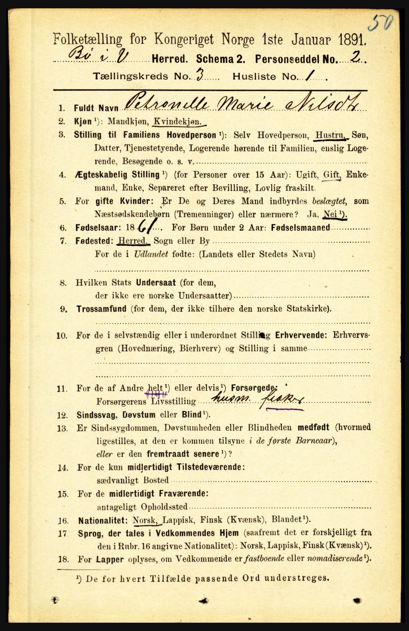 RA, 1891 census for 1867 Bø, 1891, p. 832