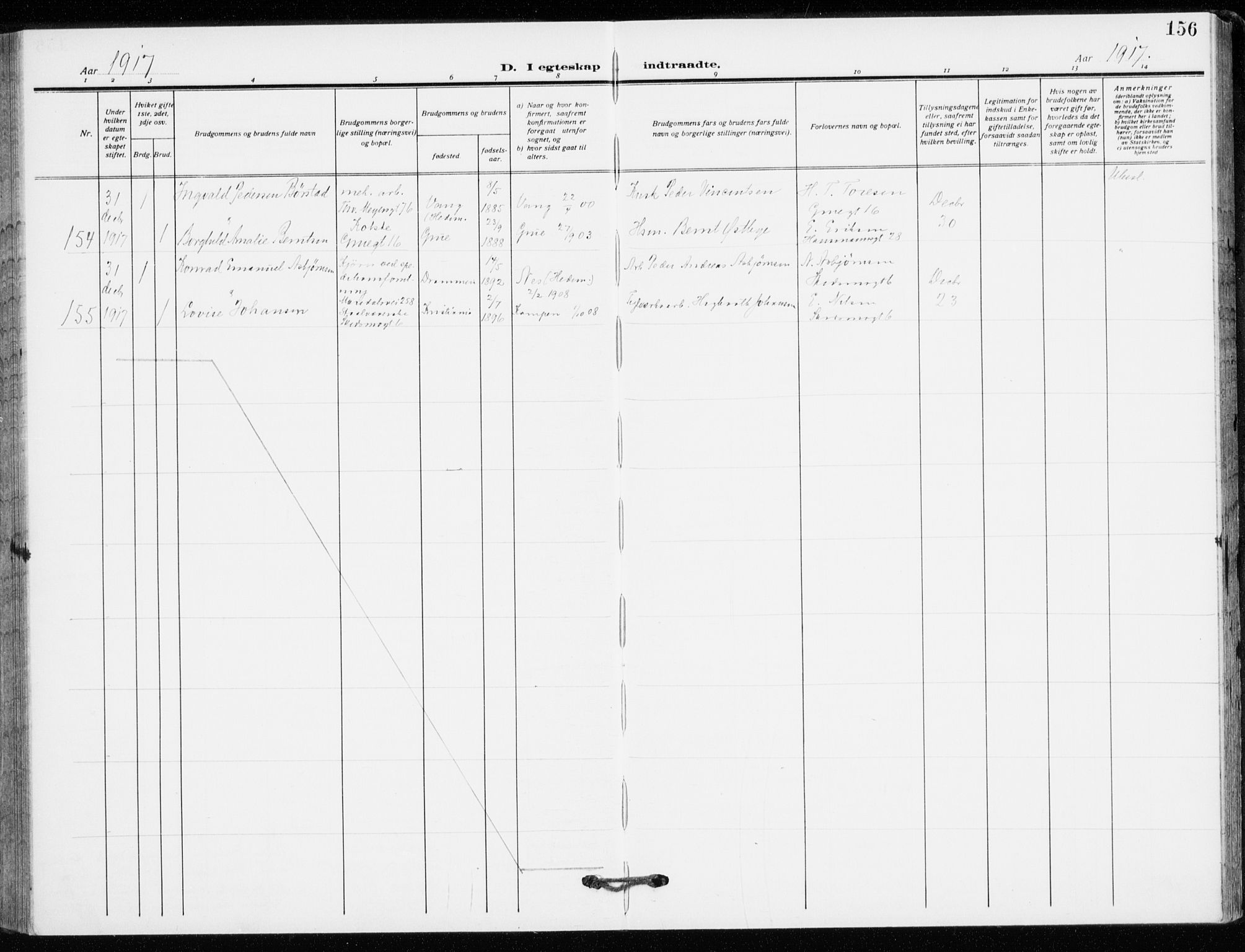 Kampen prestekontor Kirkebøker, AV/SAO-A-10853/F/Fa/L0013: Parish register (official) no. I 13, 1917-1922, p. 156