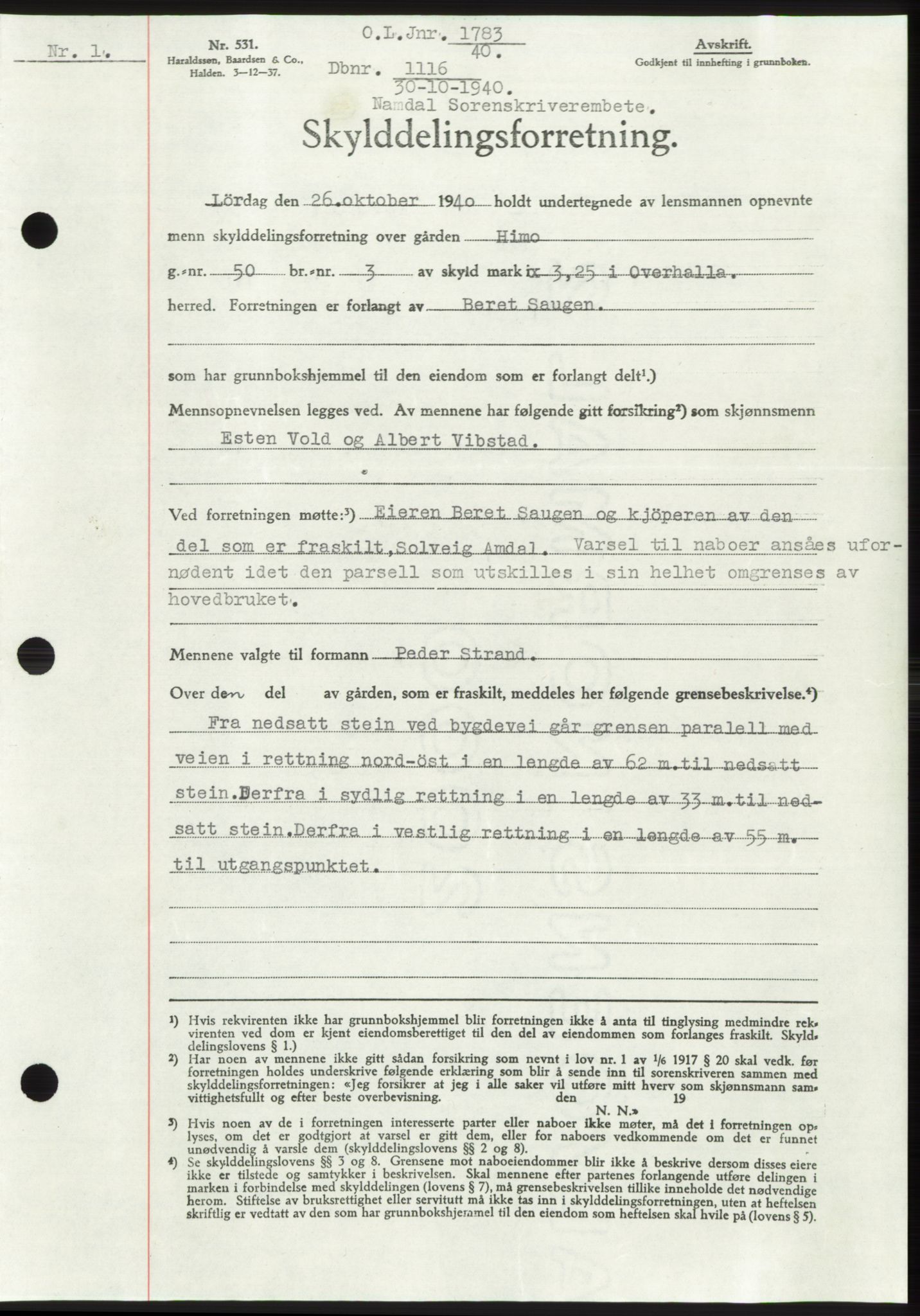 Namdal sorenskriveri, SAT/A-4133/1/2/2C: Mortgage book no. -, 1940-1941, Deed date: 30.10.1940