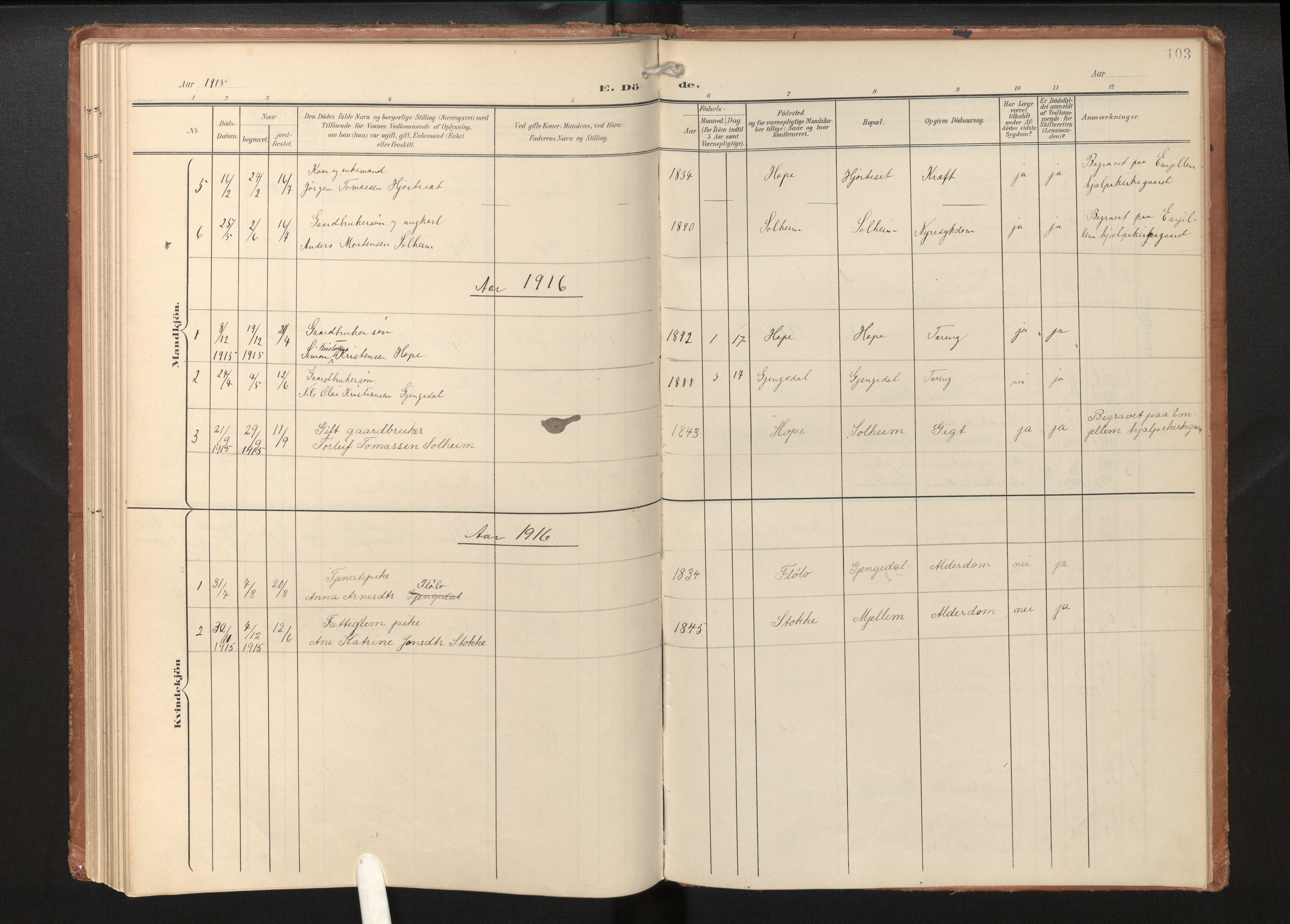 Gloppen sokneprestembete, SAB/A-80101/H/Haa/Haae/L0002: Parish register (official) no. E 2, 1904-1925, p. 102b-103a
