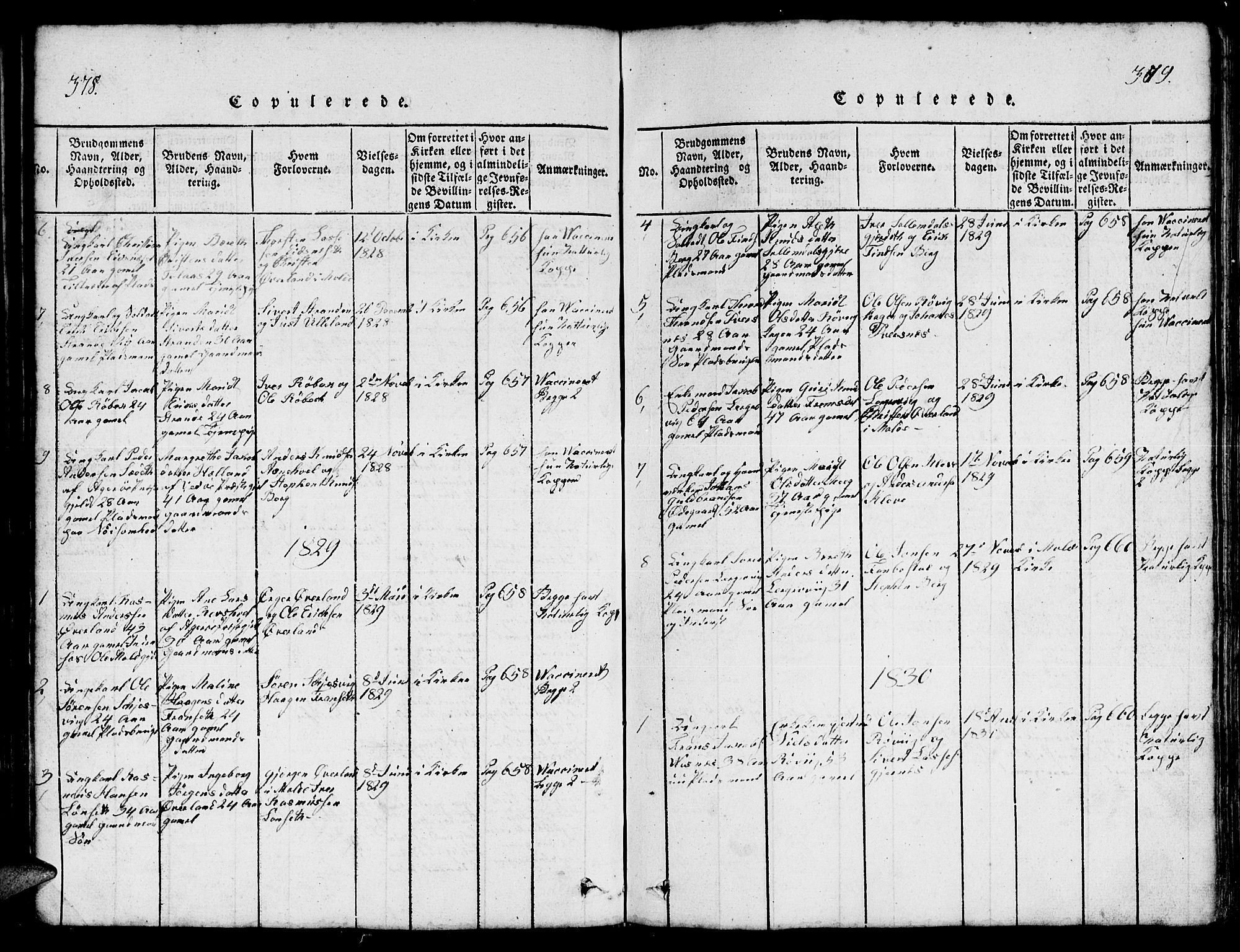 Ministerialprotokoller, klokkerbøker og fødselsregistre - Møre og Romsdal, SAT/A-1454/555/L0665: Parish register (copy) no. 555C01, 1818-1868, p. 378-379