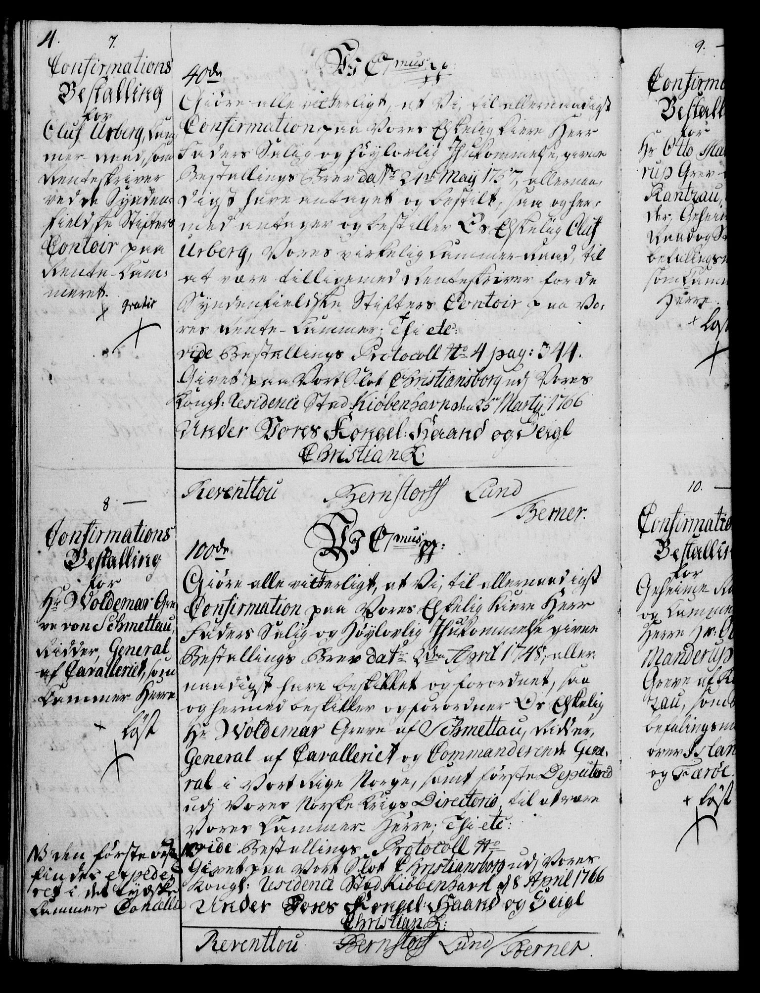 Rentekammeret, Kammerkanselliet, RA/EA-3111/G/Gg/Ggg/L0003: Norsk konfirmasjonsbestallingsprotokoll med register (merket RK 53.33), 1766-1772, p. 4