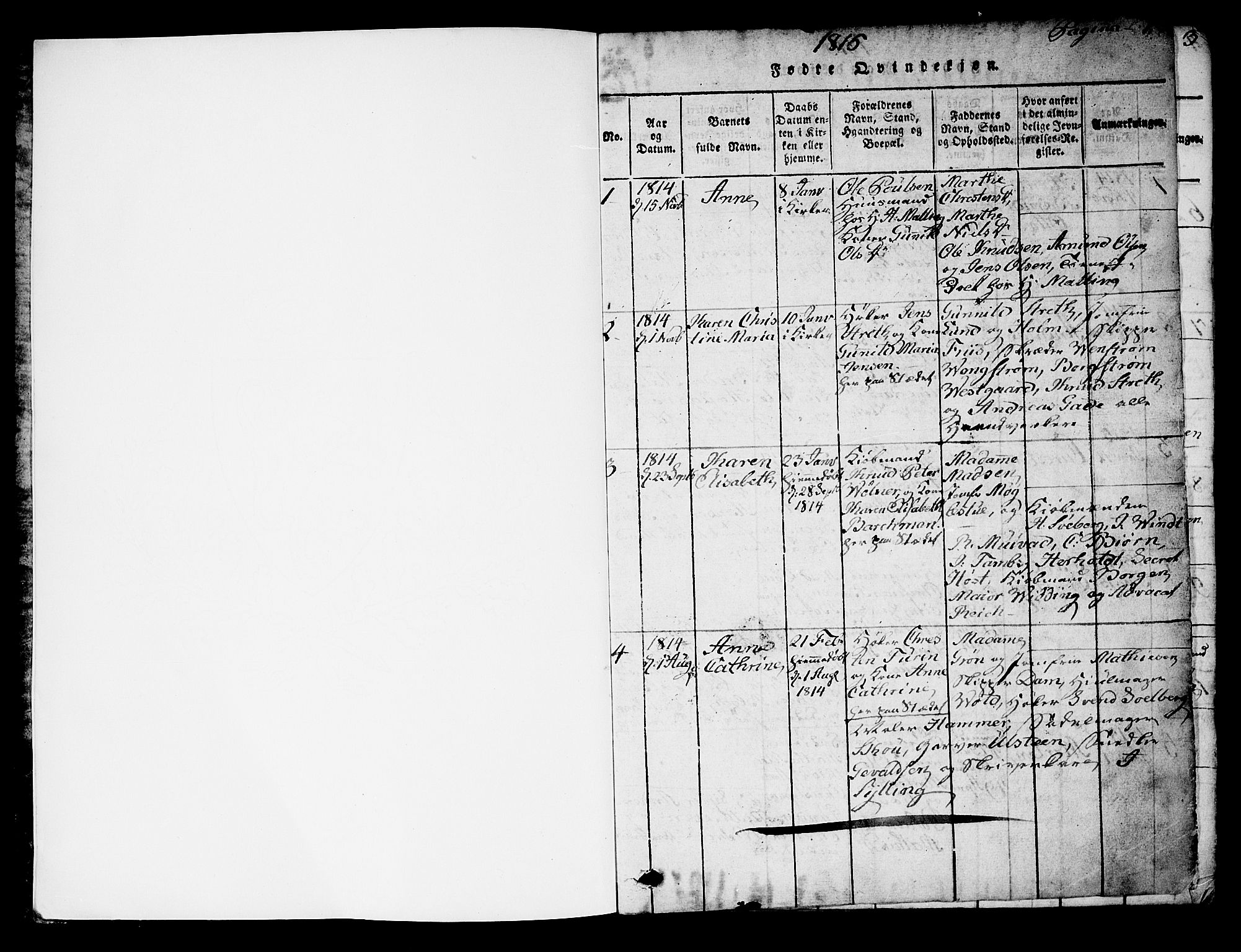 Strømsø kirkebøker, SAKO/A-246/G/Ga/L0001: Parish register (copy) no. 1, 1815-1829, p. 0-1