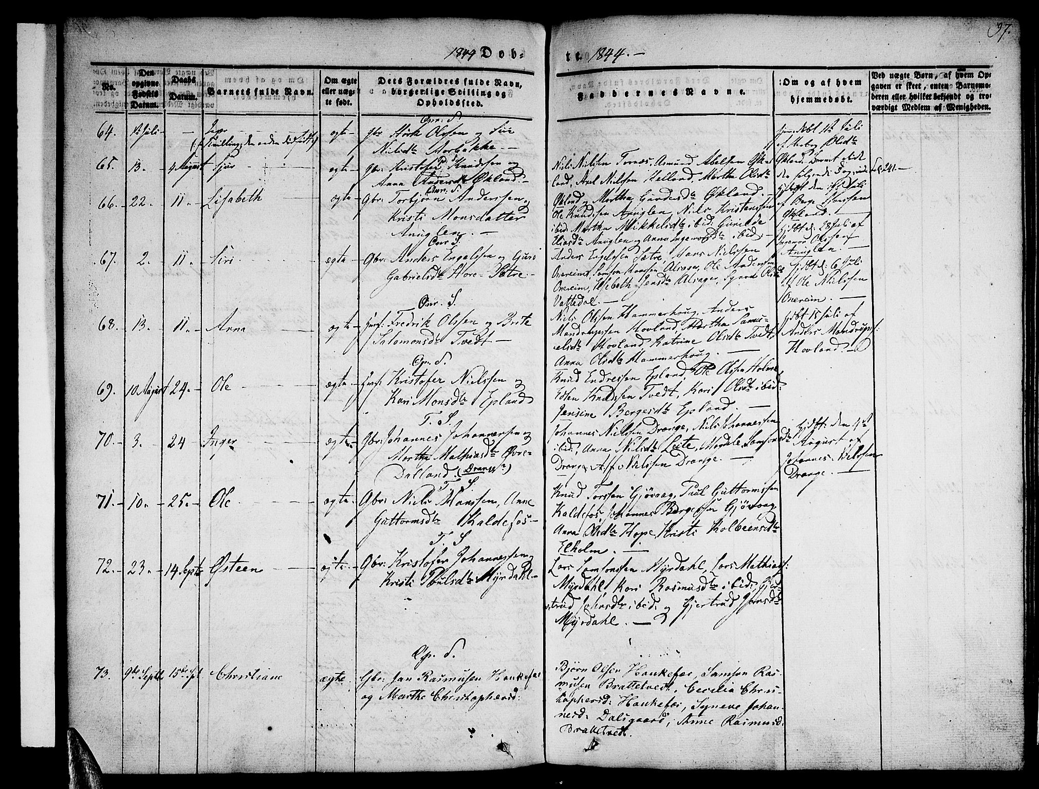 Tysnes sokneprestembete, AV/SAB-A-78601/H/Haa: Parish register (official) no. A 9, 1837-1848, p. 97