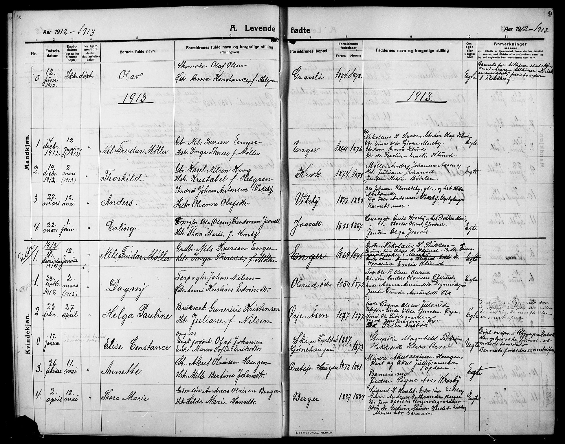 Rødenes prestekontor Kirkebøker, AV/SAO-A-2005/G/Ga/L0003: Parish register (copy) no. I 3, 1911-1926, p. 9