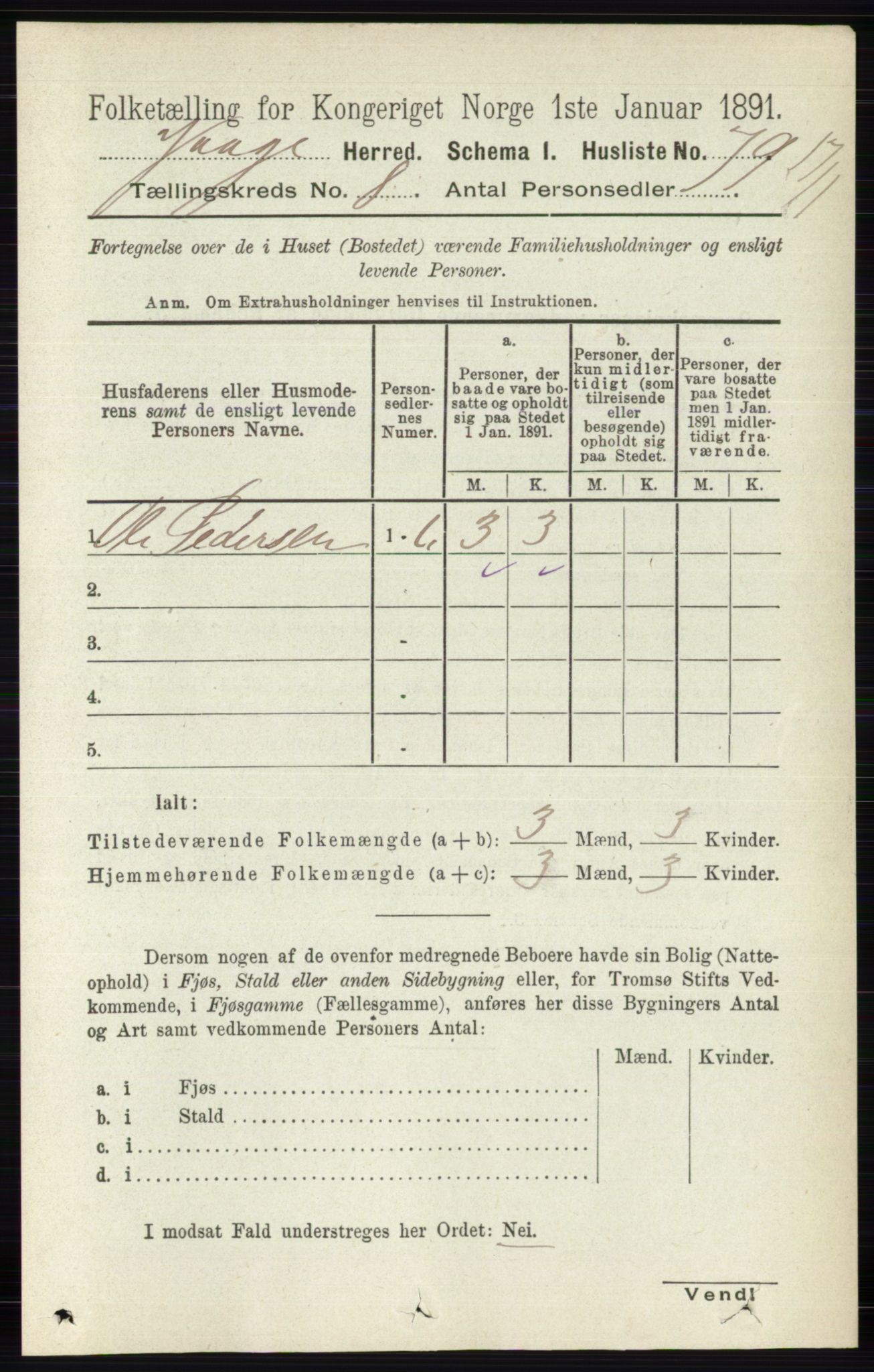 RA, 1891 census for 0515 Vågå, 1891, p. 4870