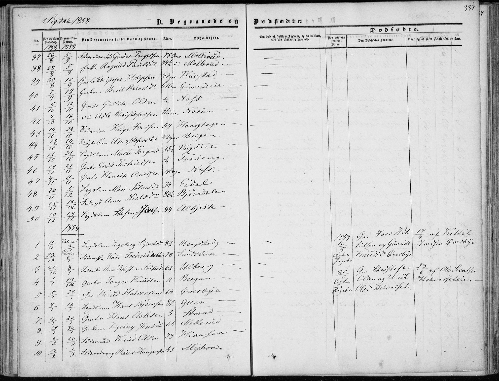 Sigdal kirkebøker, AV/SAKO-A-245/F/Fa/L0008: Parish register (official) no. I 8, 1850-1859, p. 337