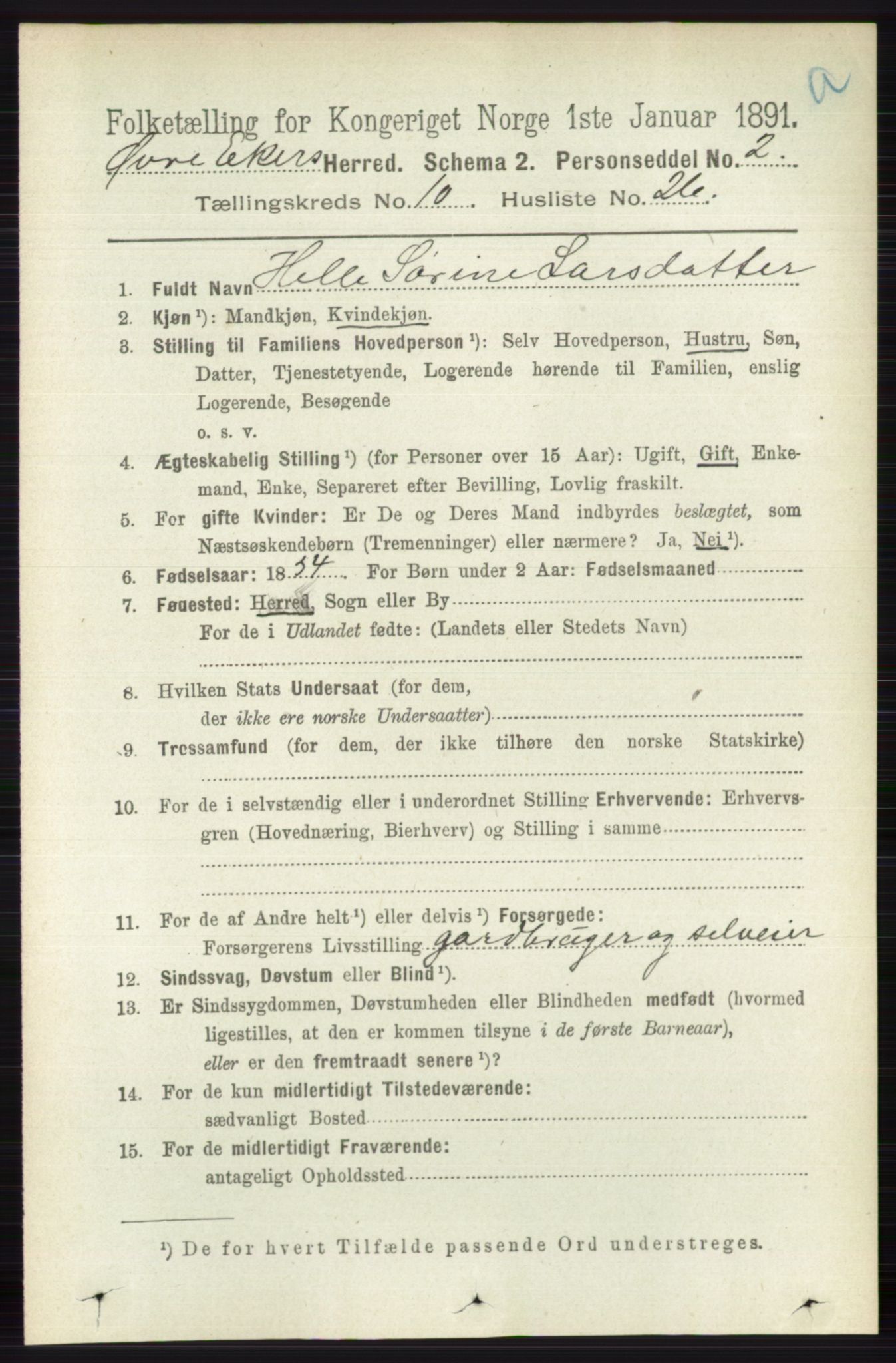 RA, 1891 census for 0624 Øvre Eiker, 1891, p. 4190