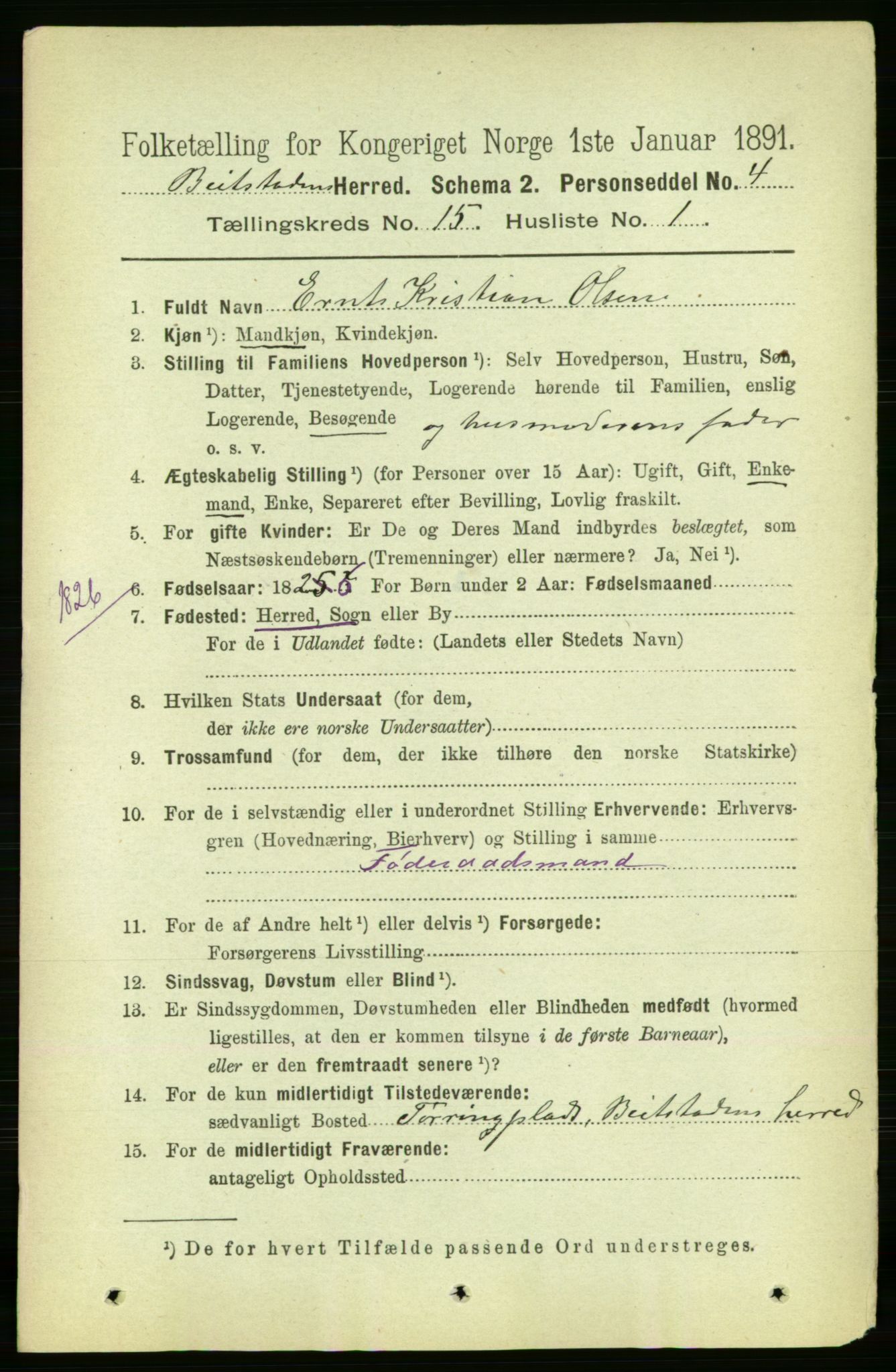 RA, 1891 census for 1727 Beitstad, 1891, p. 4012