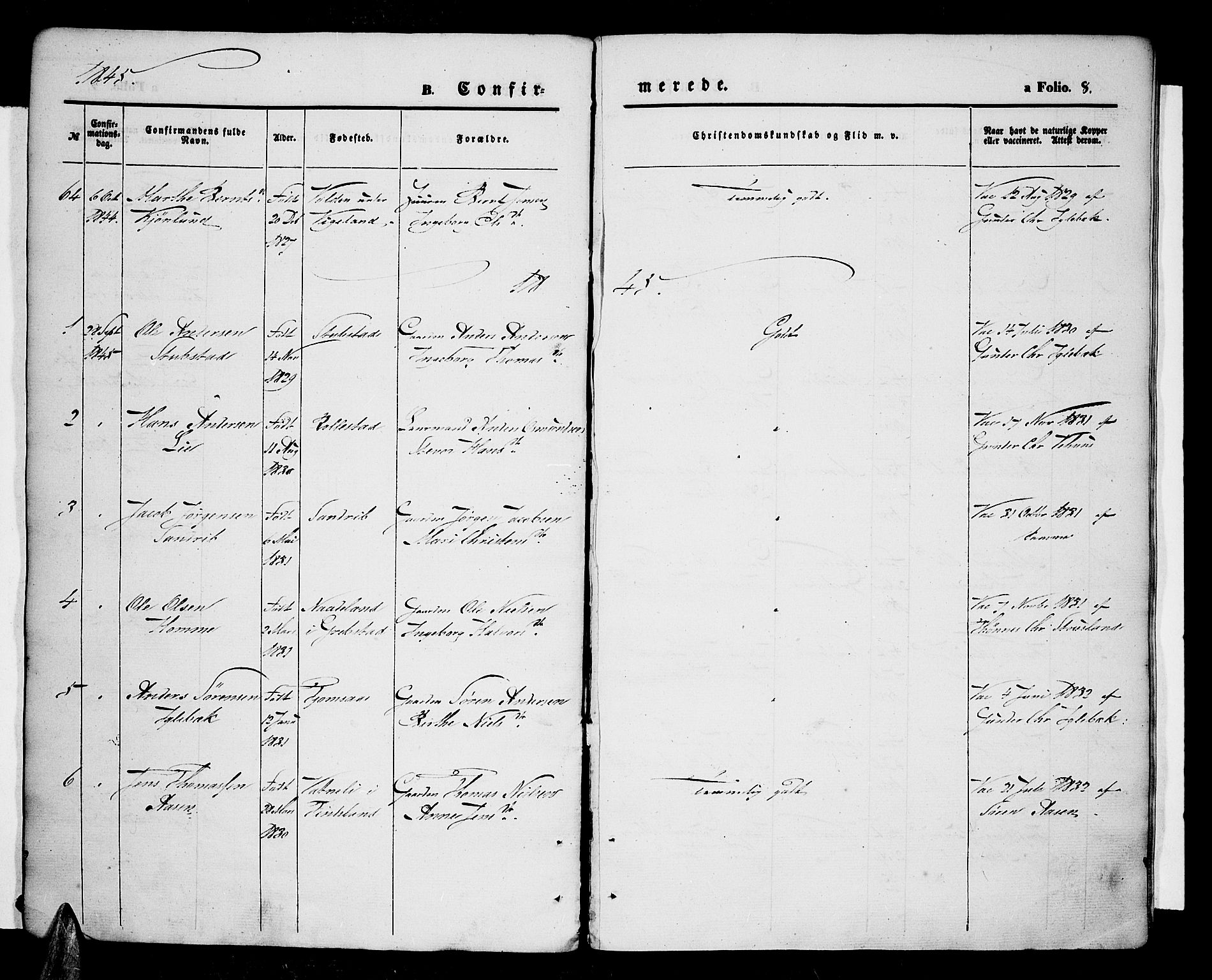 Vennesla sokneprestkontor, SAK/1111-0045/Fa/Fac/L0005: Parish register (official) no. A 5, 1844-1855, p. 8