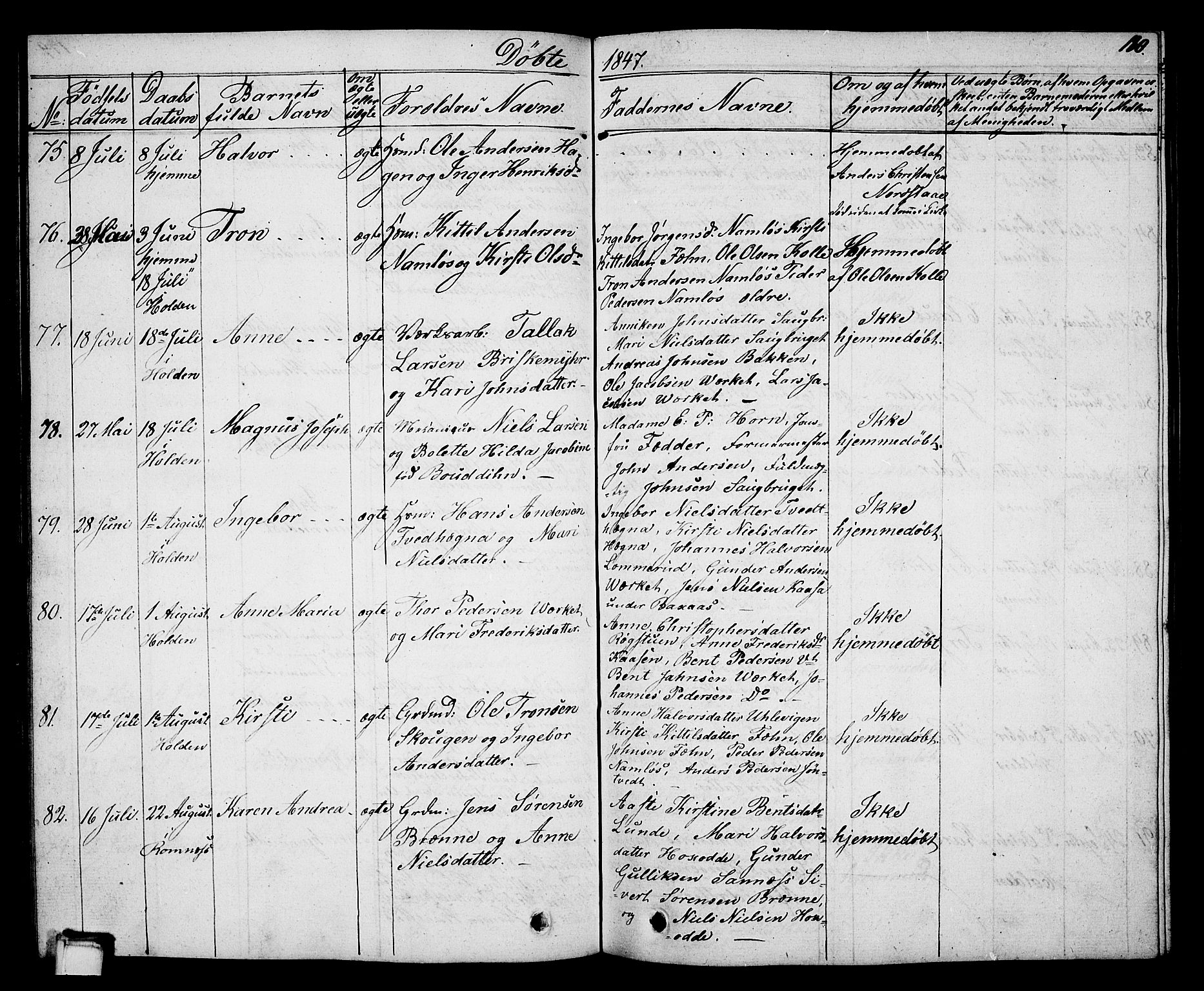 Holla kirkebøker, AV/SAKO-A-272/G/Ga/L0002: Parish register (copy) no. I 2, 1830-1848, p. 180