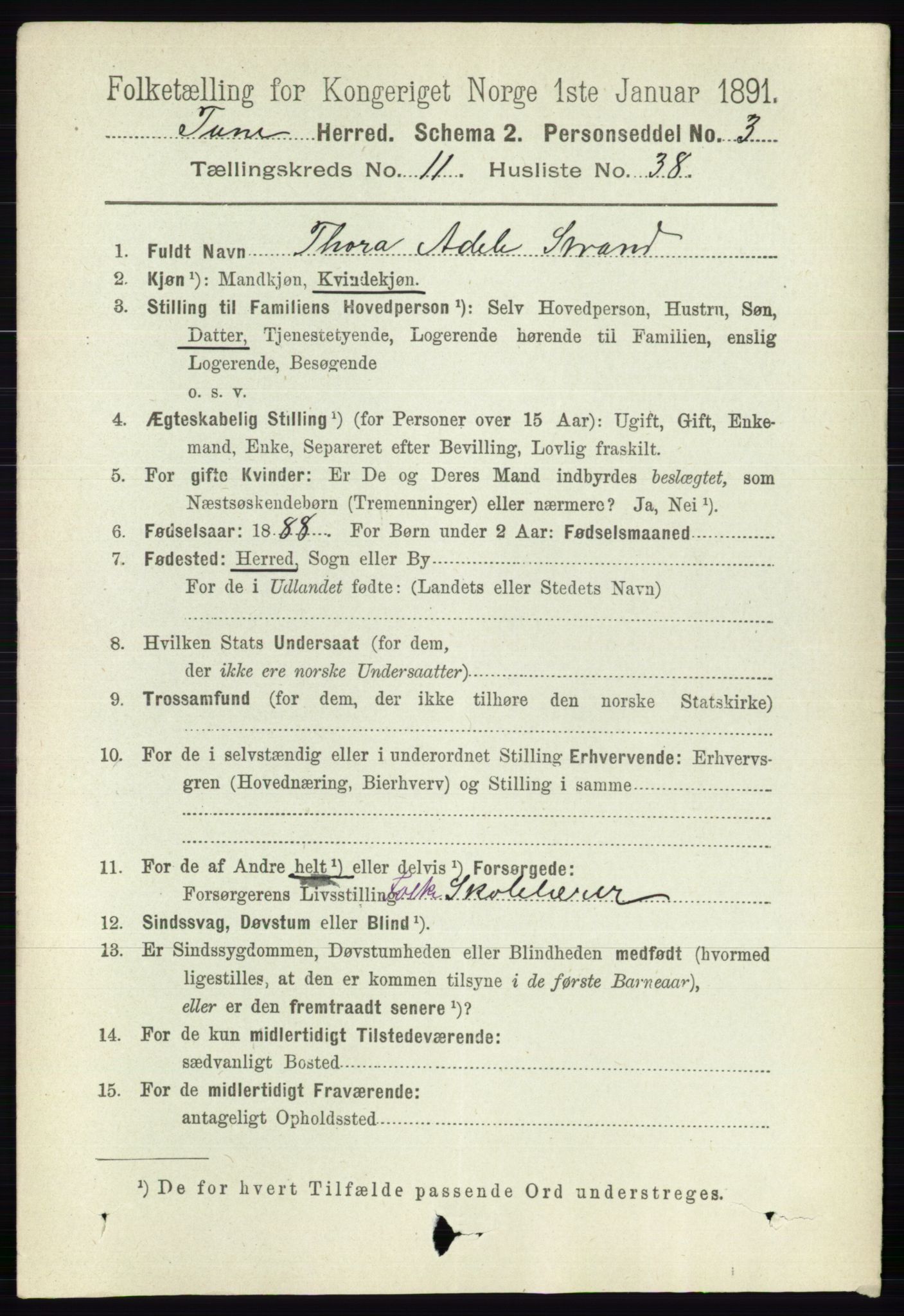 RA, 1891 census for 0130 Tune, 1891, p. 7158