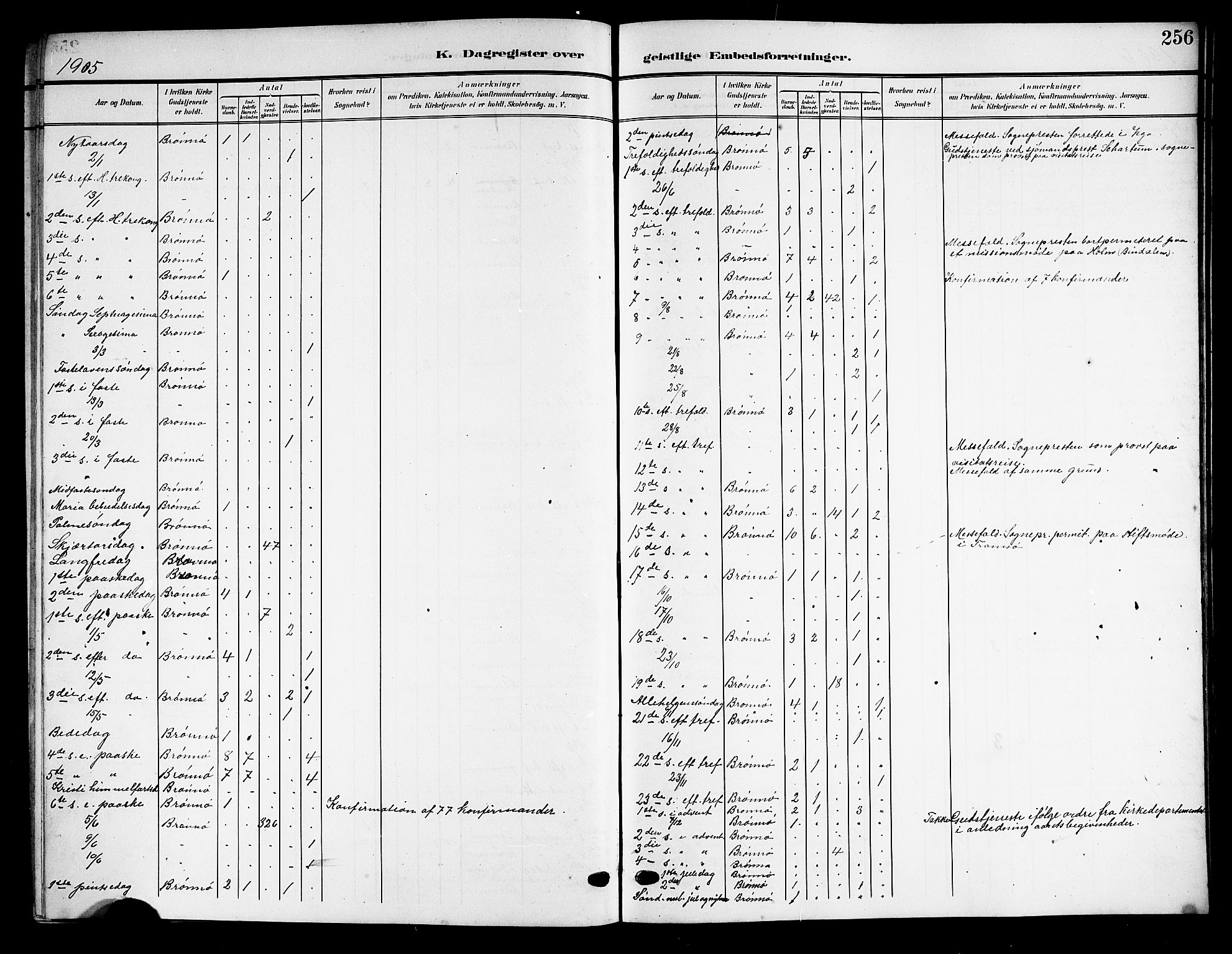 Ministerialprotokoller, klokkerbøker og fødselsregistre - Nordland, SAT/A-1459/813/L0214: Parish register (copy) no. 813C06, 1904-1917, p. 256
