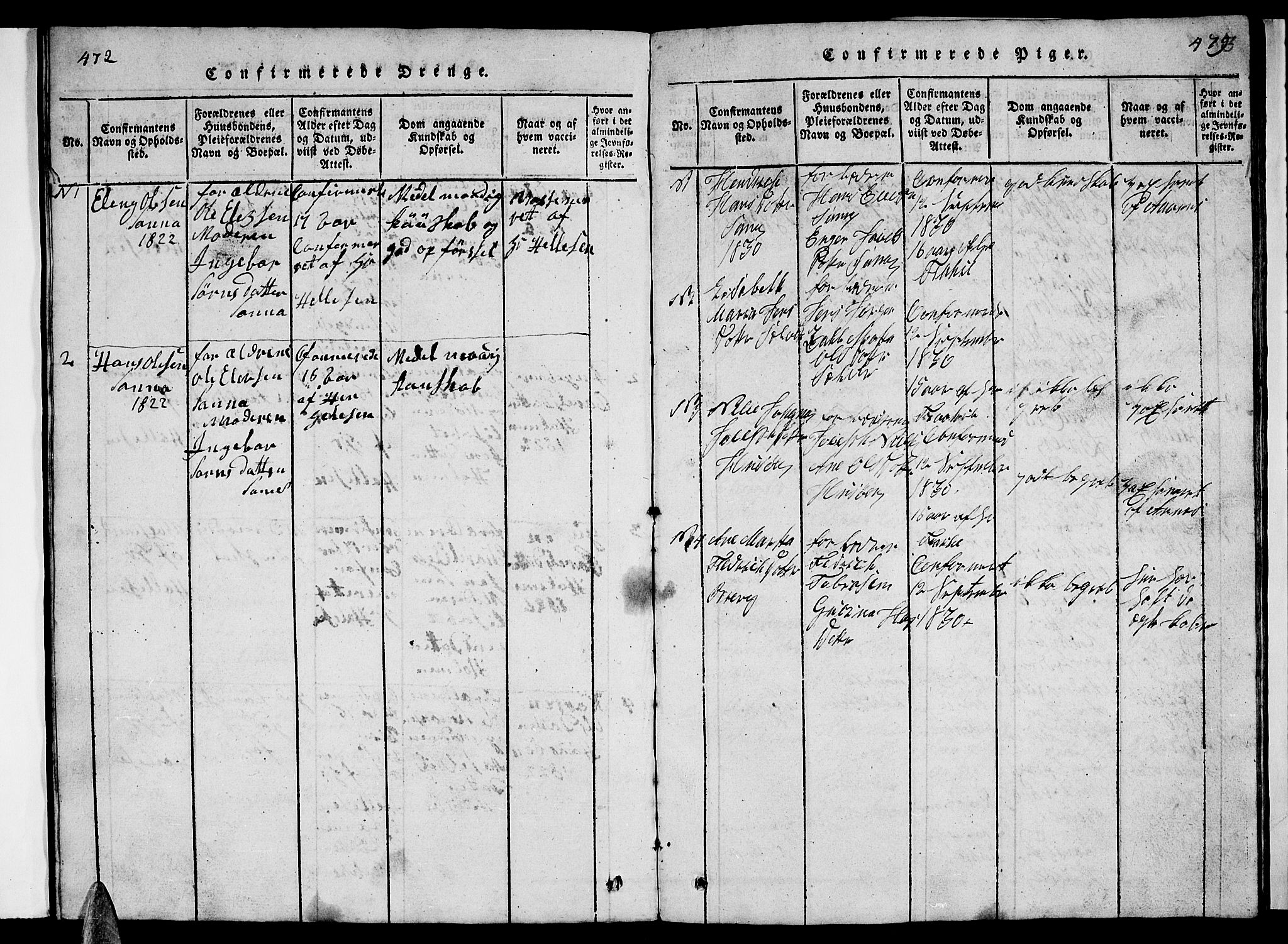 Ministerialprotokoller, klokkerbøker og fødselsregistre - Nordland, AV/SAT-A-1459/840/L0581: Parish register (copy) no. 840C01, 1820-1873, p. 472-473