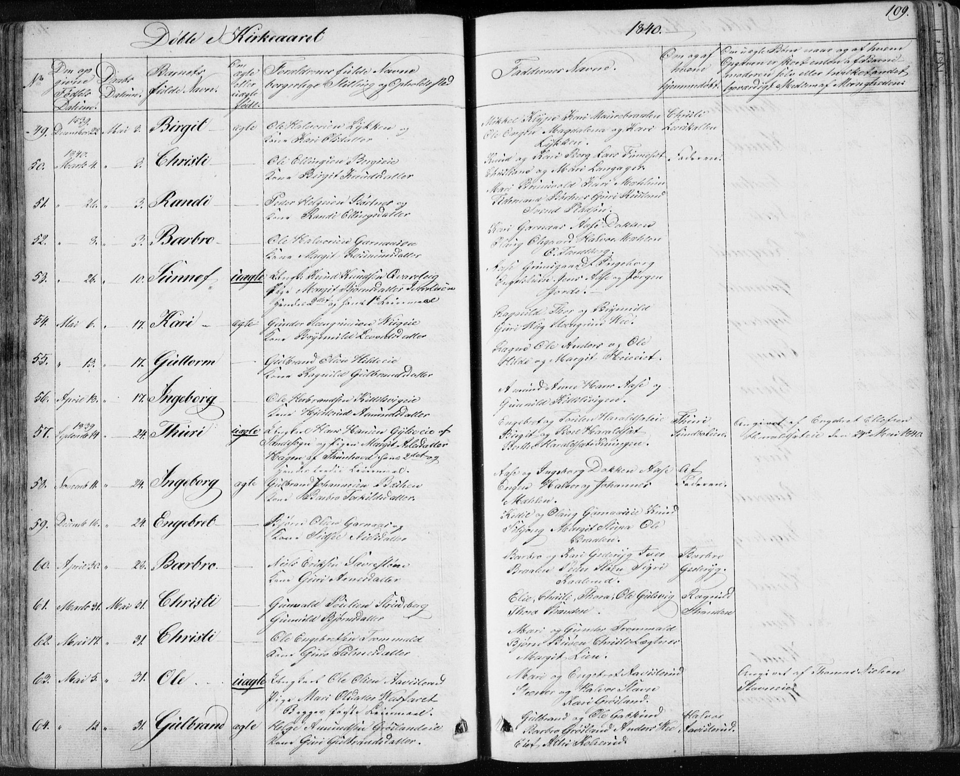 Nes kirkebøker, AV/SAKO-A-236/F/Fa/L0009: Parish register (official) no. 9, 1834-1863, p. 109