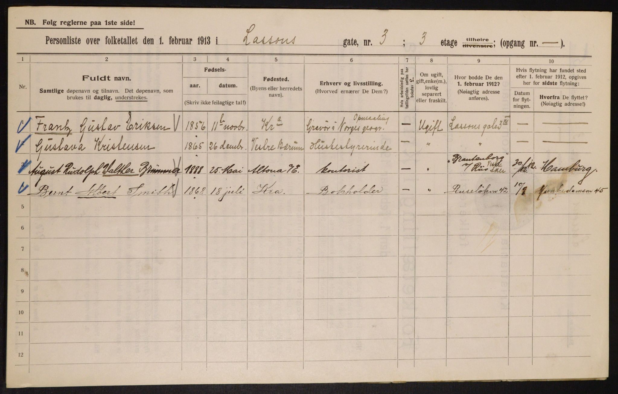 OBA, Municipal Census 1913 for Kristiania, 1913, p. 56990