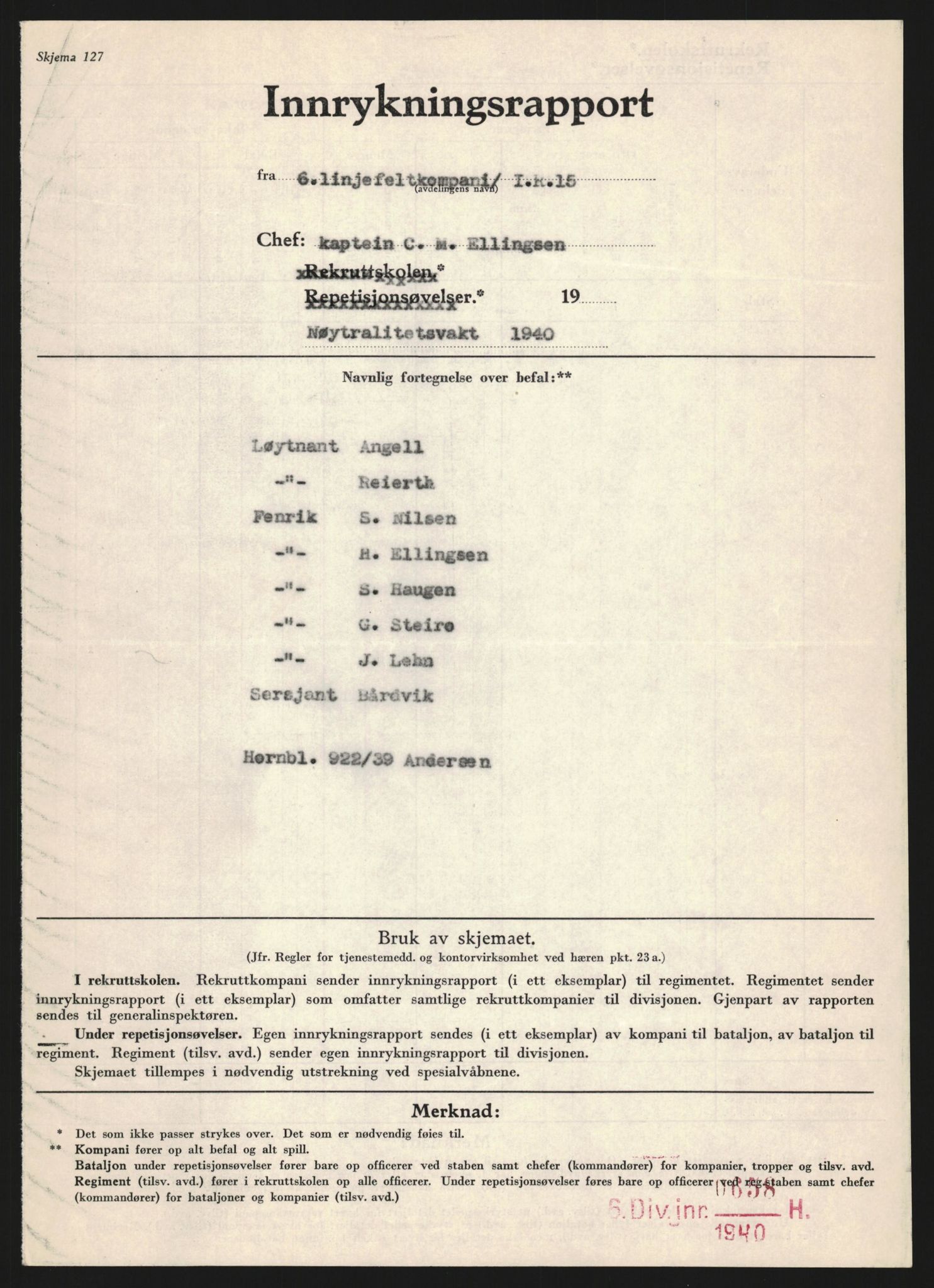 Forsvaret, Forsvarets krigshistoriske avdeling, AV/RA-RAFA-2017/Y/Yb/L0128: II-C-11-600  -  6. Divisjon / 6. Distriktskommando, 1936-1940