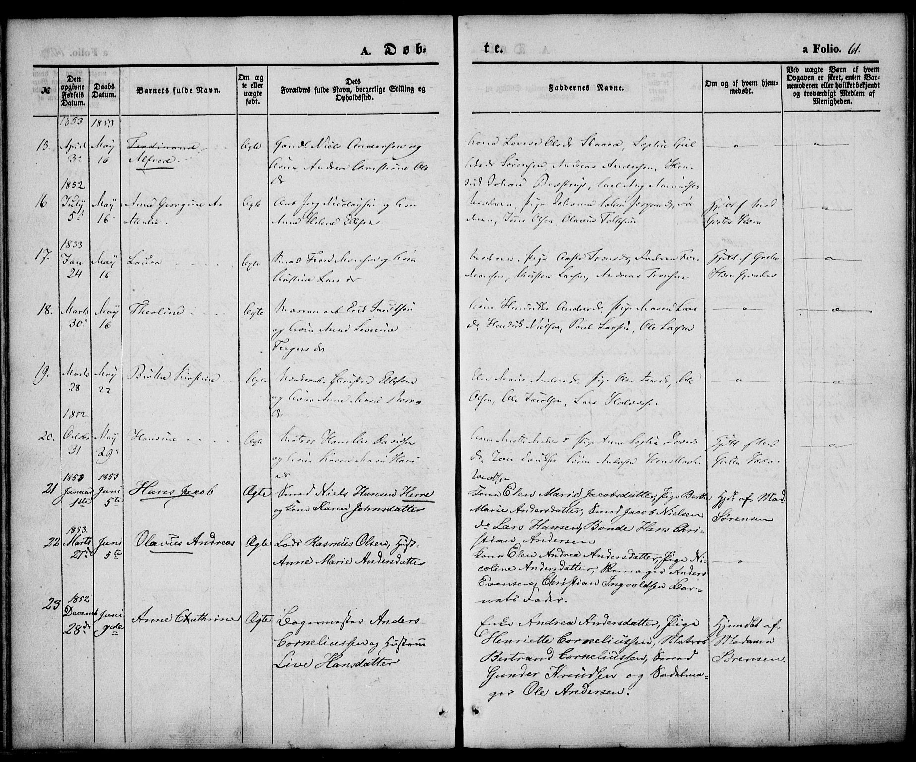 Larvik kirkebøker, AV/SAKO-A-352/F/Fb/L0003: Parish register (official) no. II 3, 1842-1856, p. 61