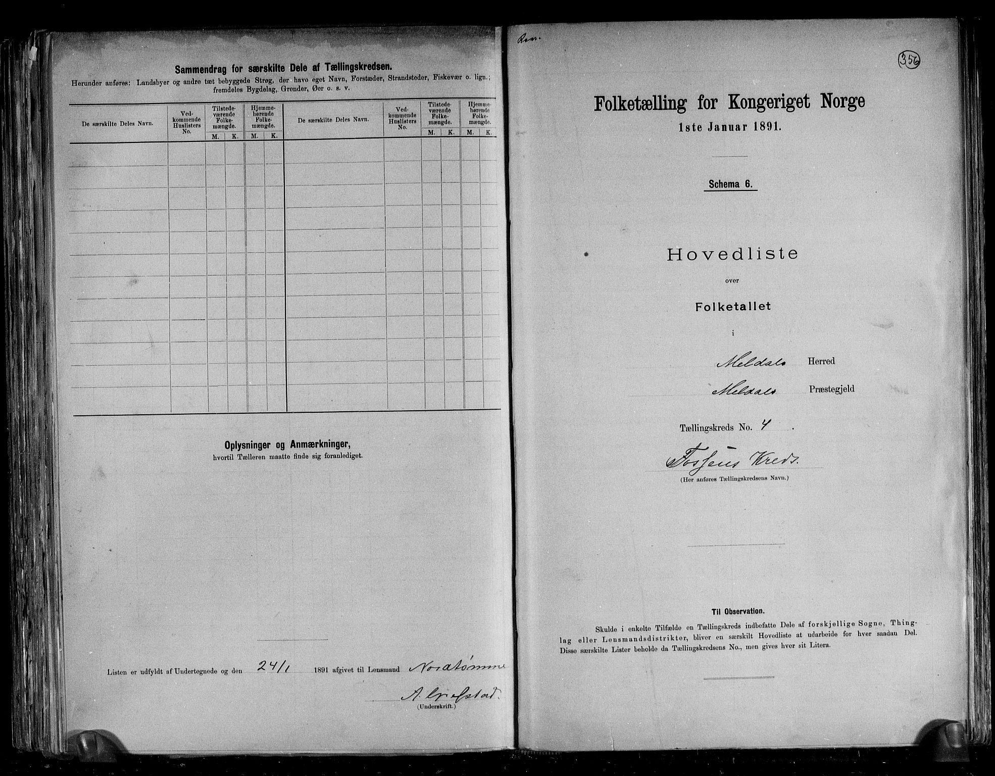 RA, 1891 census for 1636 Meldal, 1891, p. 15