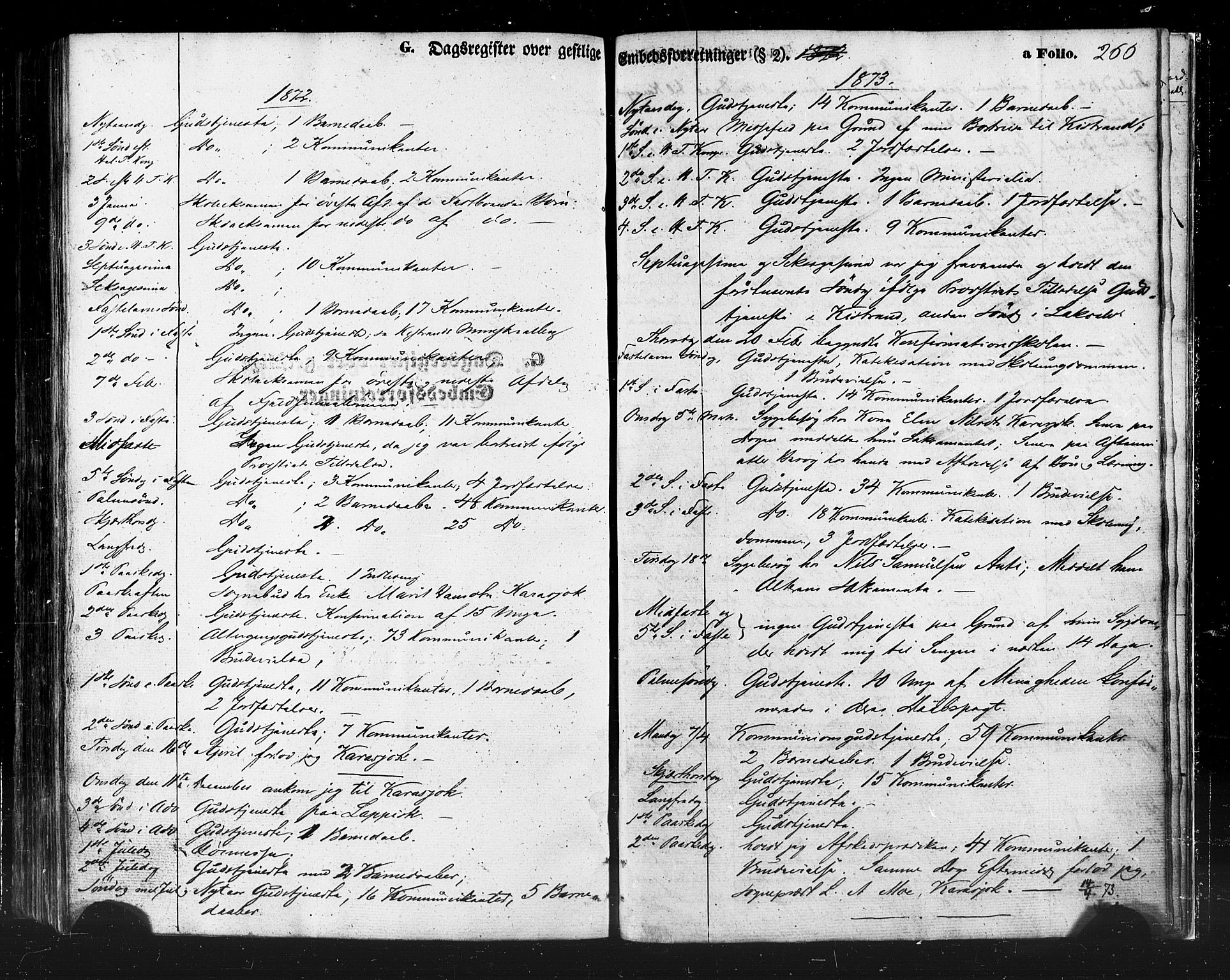 Karasjok sokneprestkontor, AV/SATØ-S-1352/H/Ha/L0001kirke: Parish register (official) no. 1, 1872-1884, p. 266