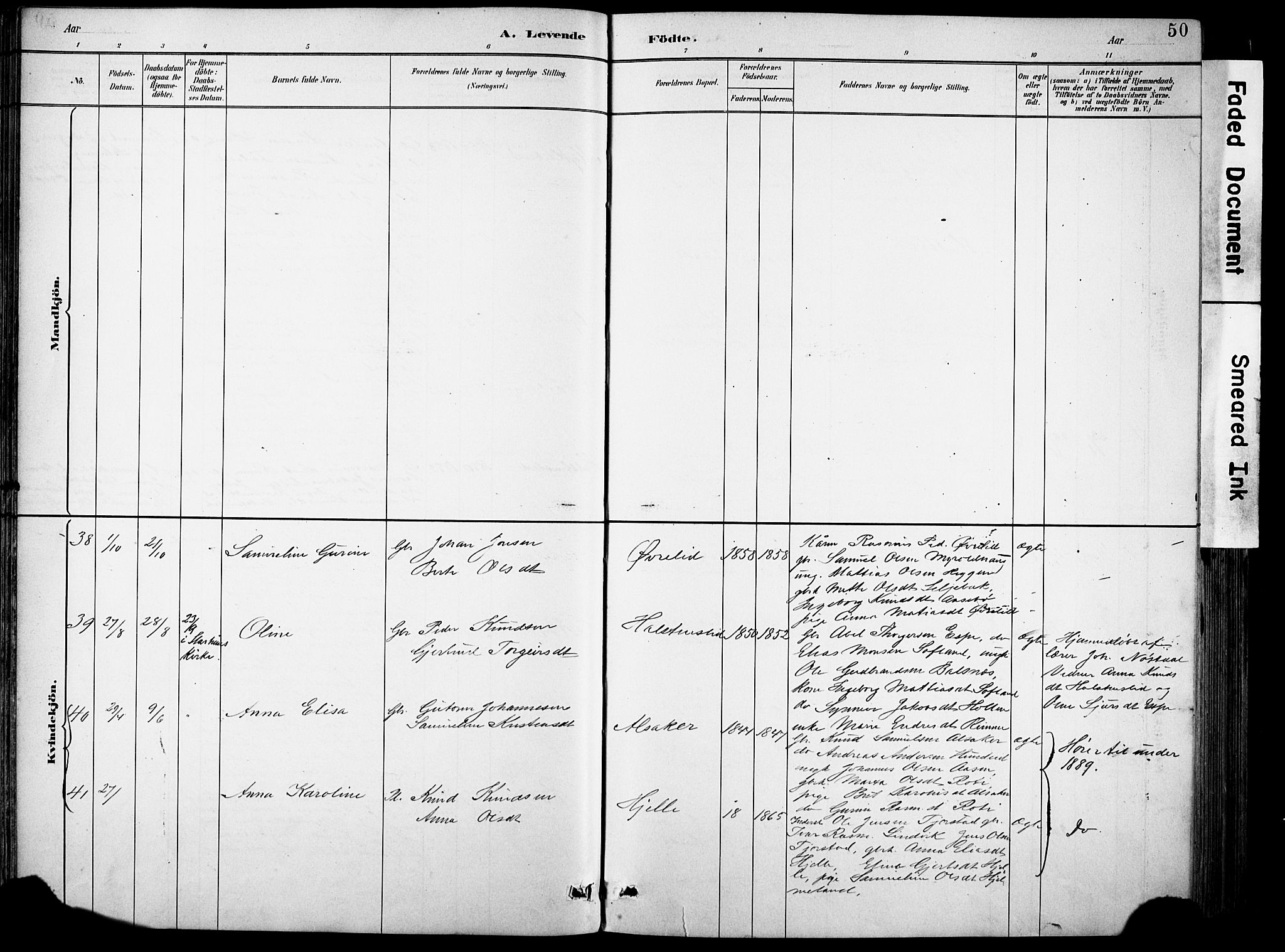 Eid sokneprestembete, AV/SAB-A-82301/H/Hab/Habb/L0002: Parish register (copy) no. B 2, 1882-1907, p. 50